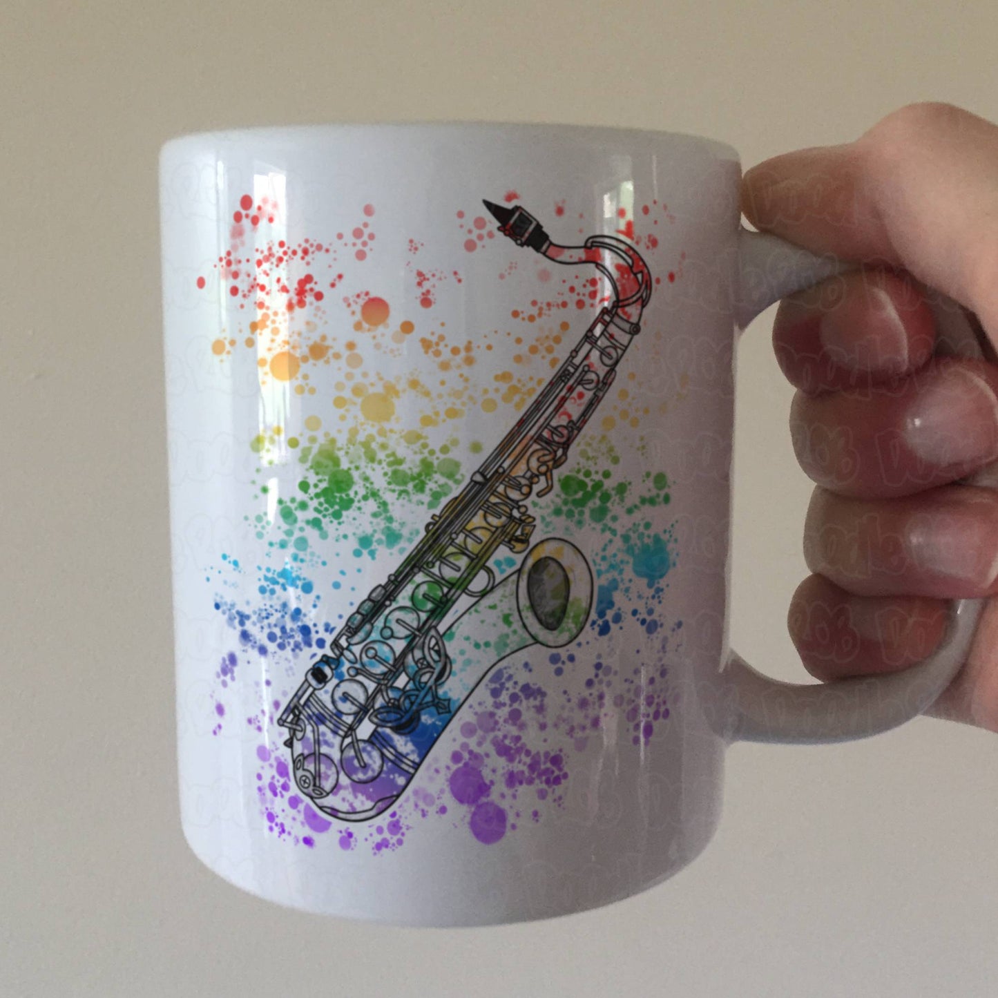Saxophone Rainbow Mug - Gift For Saxophonist - Sax Player Mug - Woodwind Teacher Gift