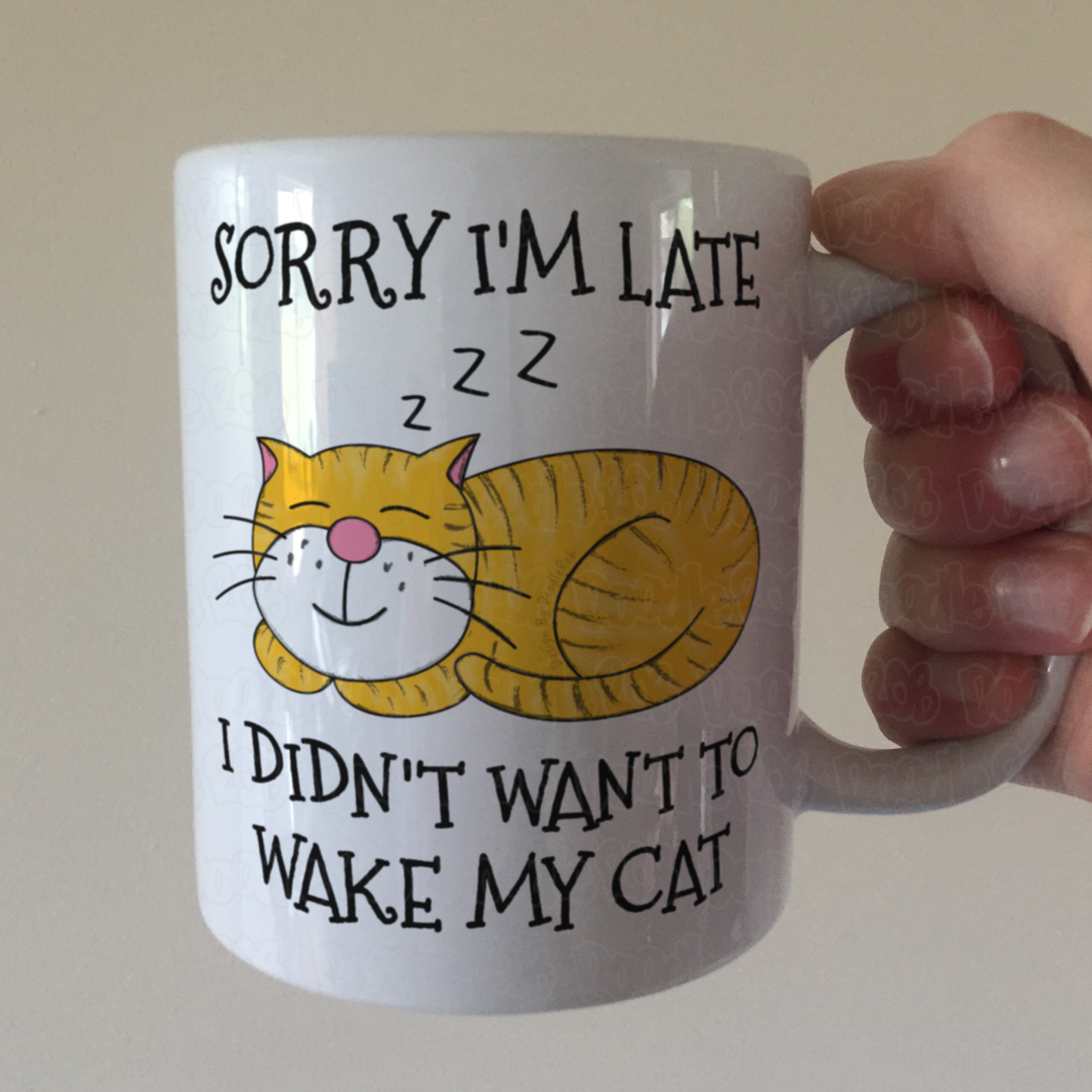 Sleeping Cat Mug - Sorry I'm Late, I Didn't Want To Wake My Cat - Funny Gift For Cat Lover