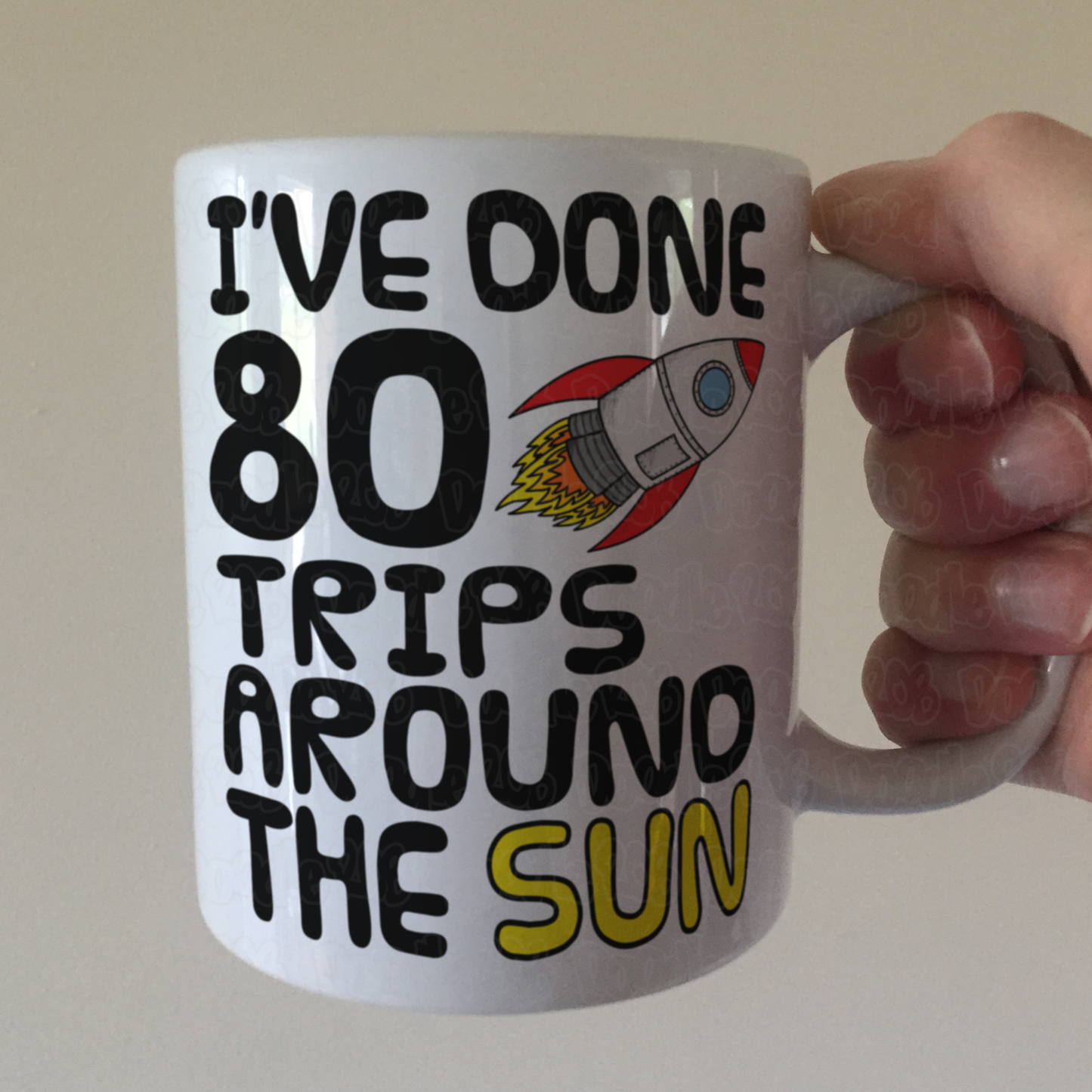 Space Rocket 80th Birthday Mug - I've Done 80 Trips Around The Sun - Funny 80th Birthday Gift