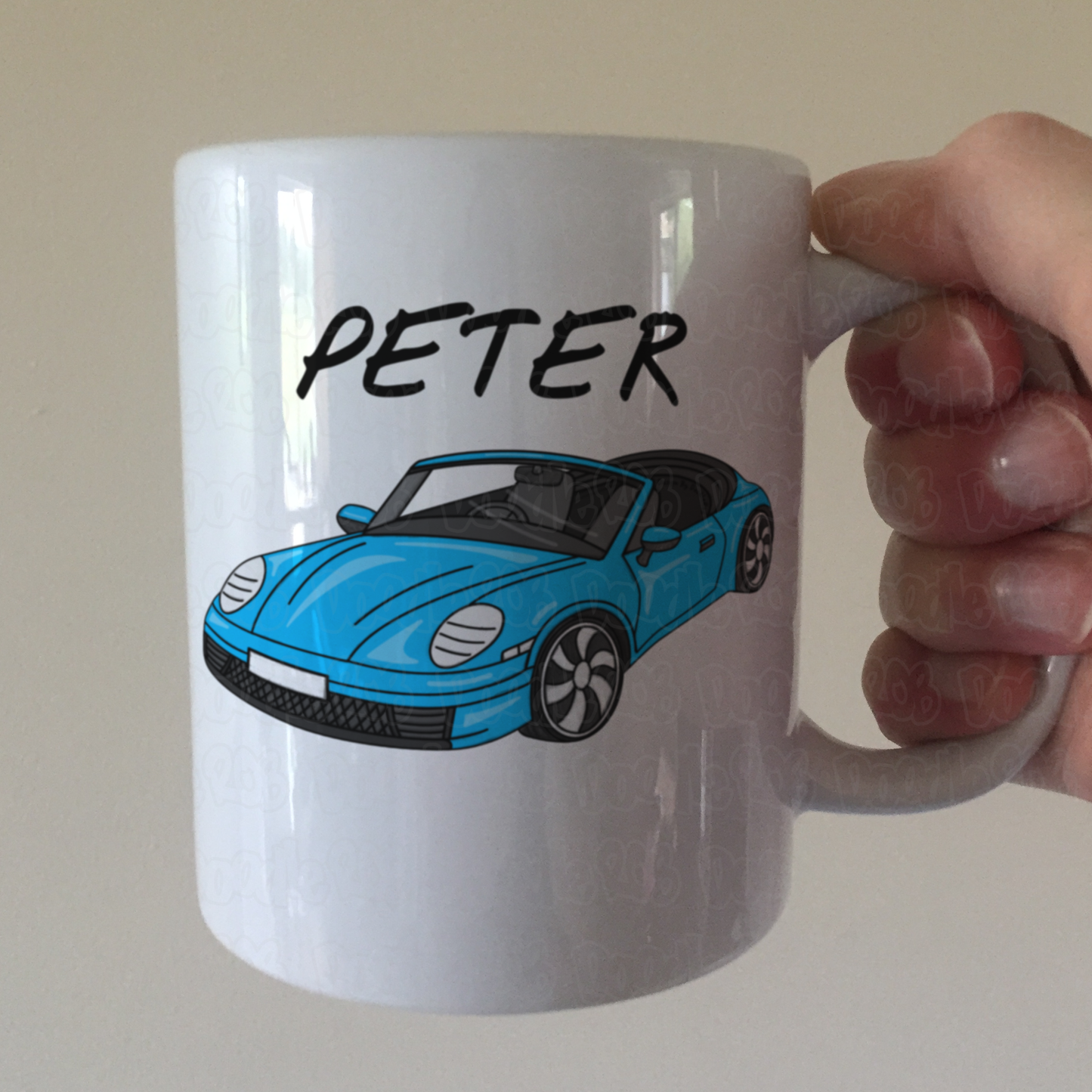 Car Enthusiast Personalised Mug (Blue) - Custom Sports Car Mug - Gift For Motorist