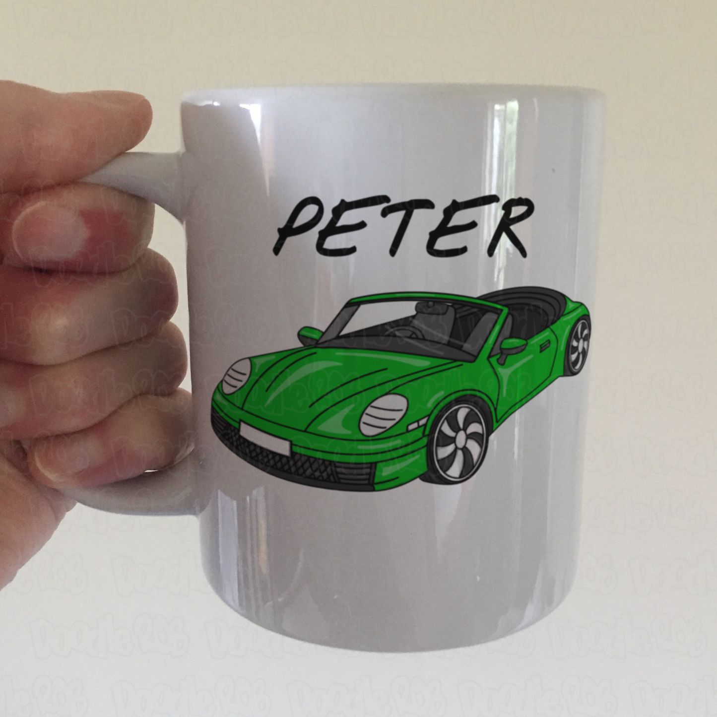 Car Enthusiast Personalised Mug (Green) - Custom Sports Car Mug - Gift For Motorist