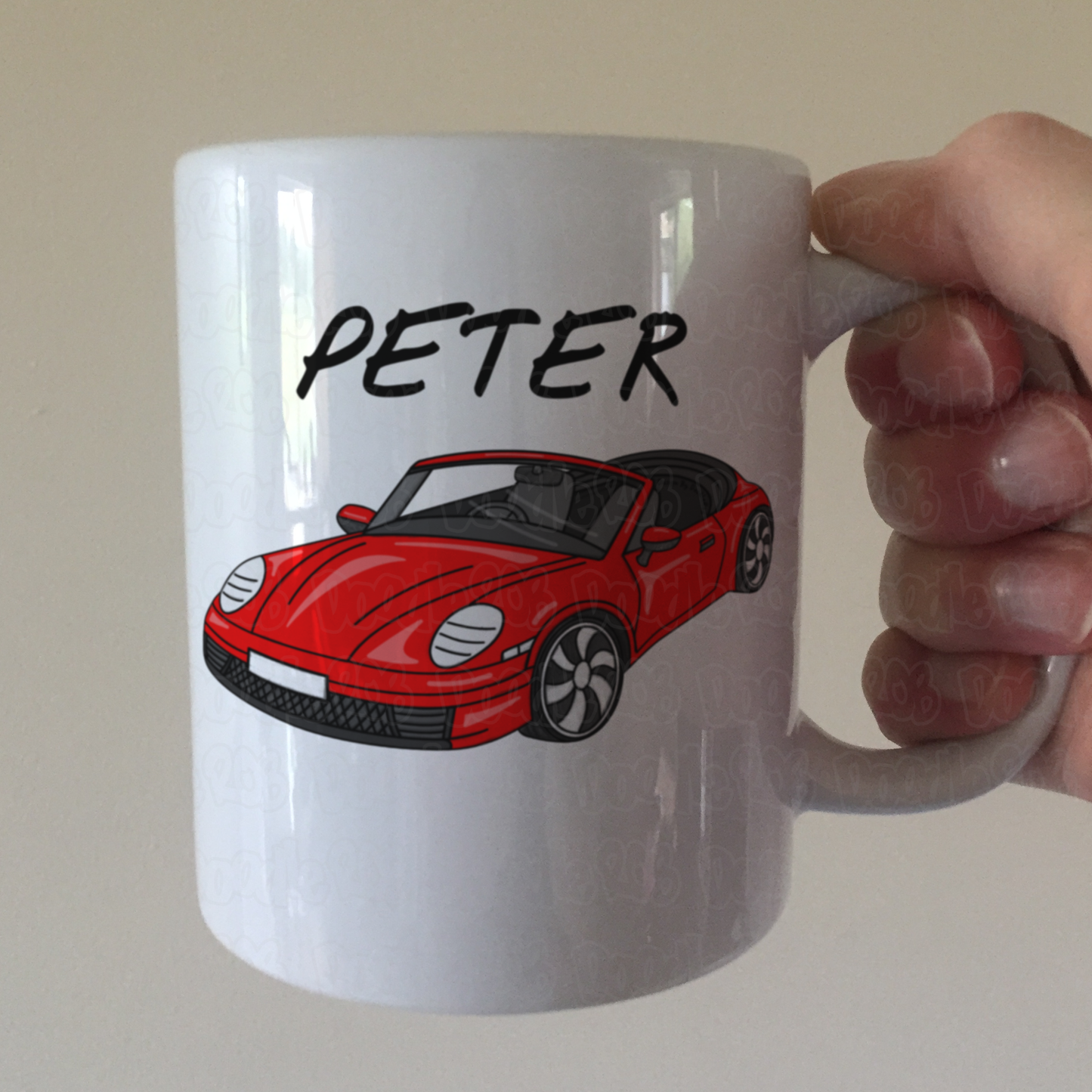 Car Enthusiast Personalised Mug (Red) - Custom Sports Car Mug - Gift For Motorist