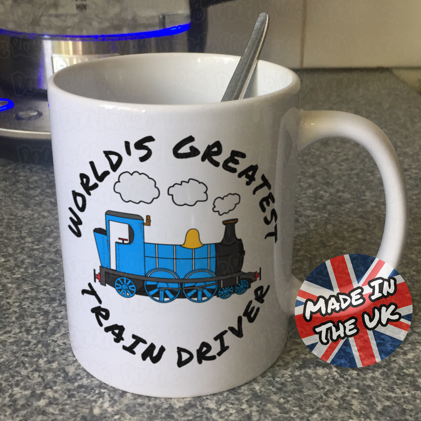 Steam Train Mug (Blue) - World's Greatest Train Driver - Model Railway Enthusiast Gift
