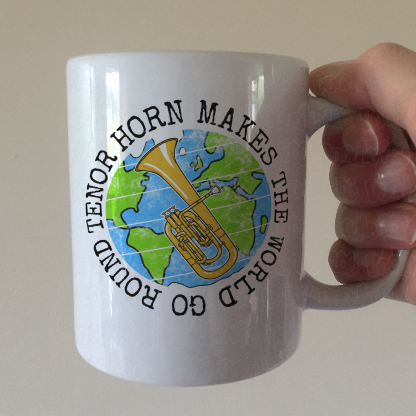 Tenor Horn Mug - Tenor Horn Makes The World Go Round - Tenor Horn Teacher Mug - Brass Musician Gift