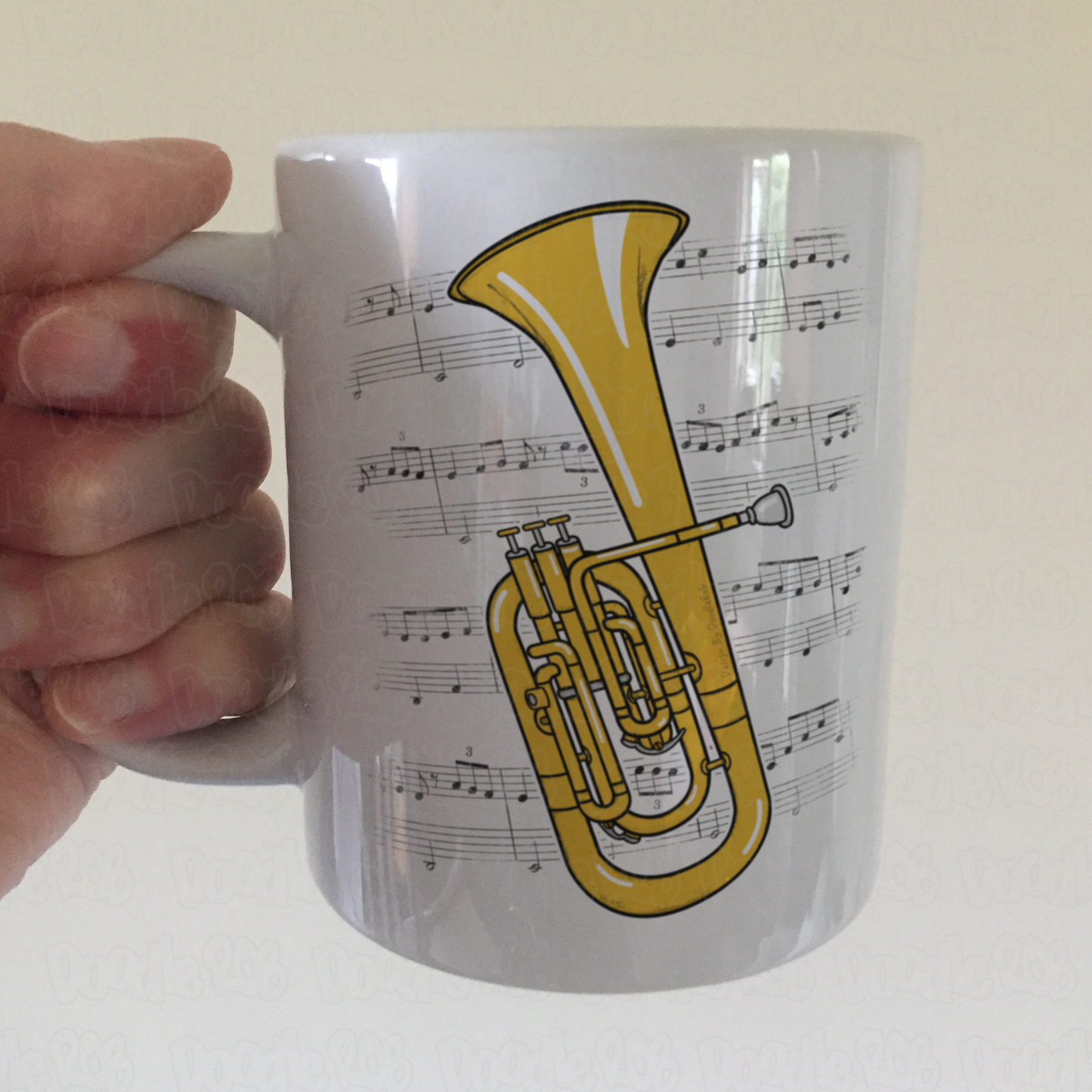 Tenor Horn Music Notation Mug (Colour) - Gift For Horn Player - Brass Musician Gift
