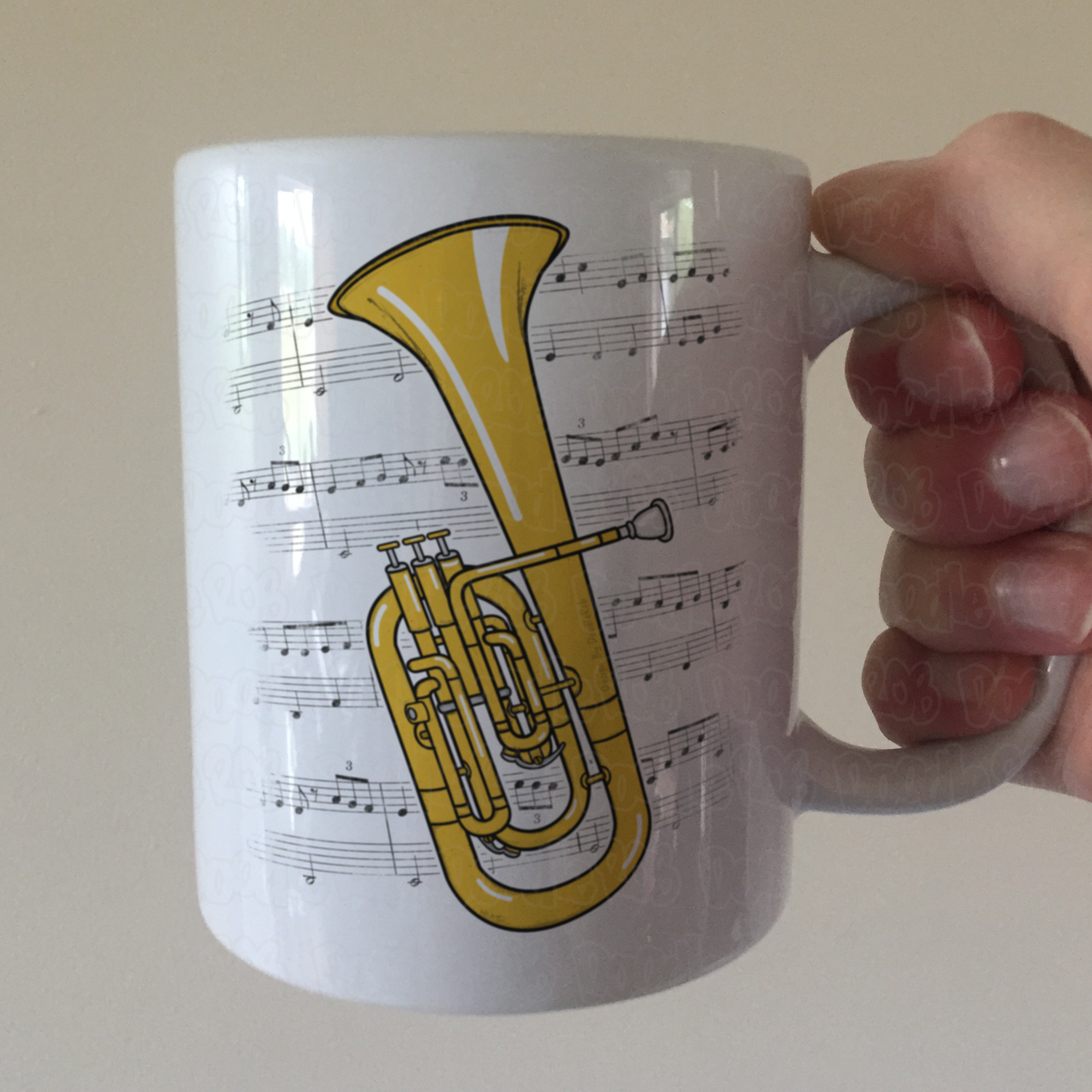 Tenor Horn Music Notation Mug (Colour) - Gift For Horn Player - Brass Musician Gift