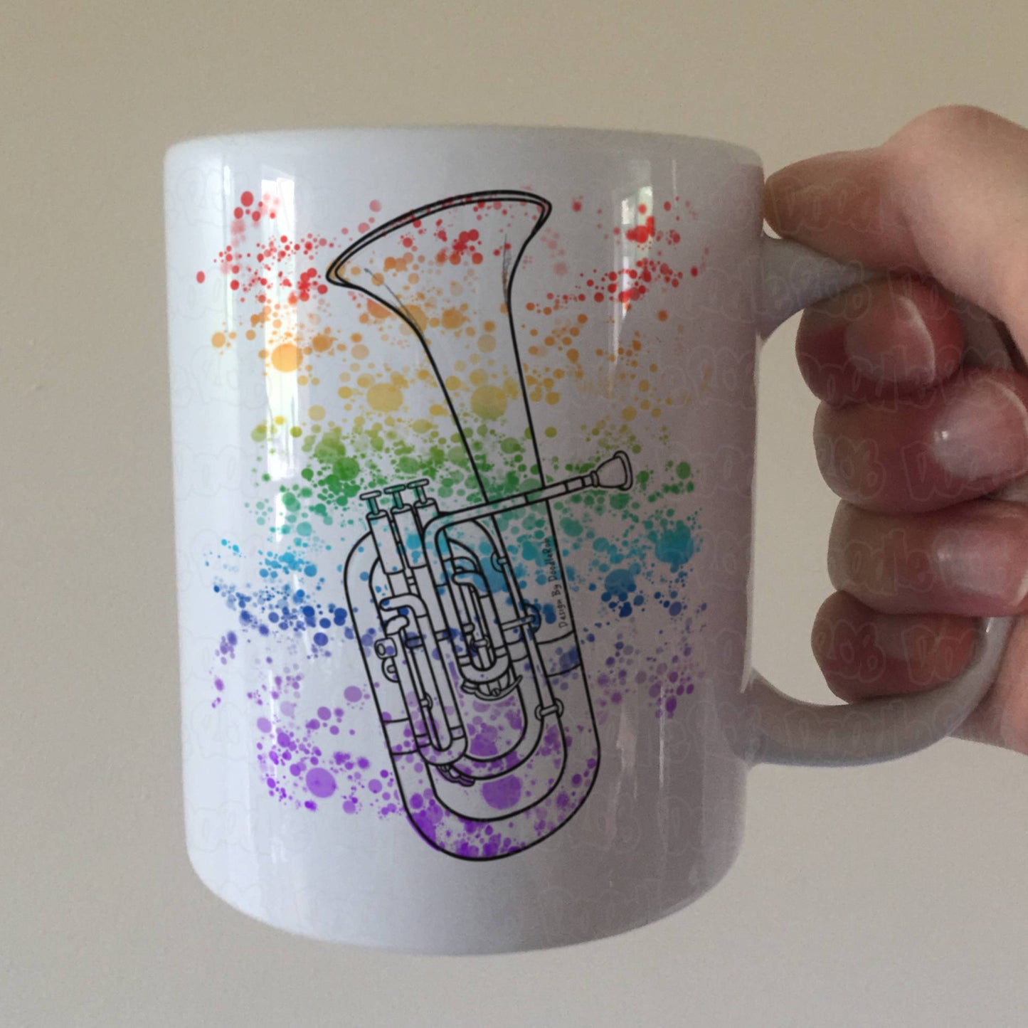 Tenor Horn Rainbow Mug - Gift For Horn Player - Tenor Horn Teacher Mug - Brass Musician Gift