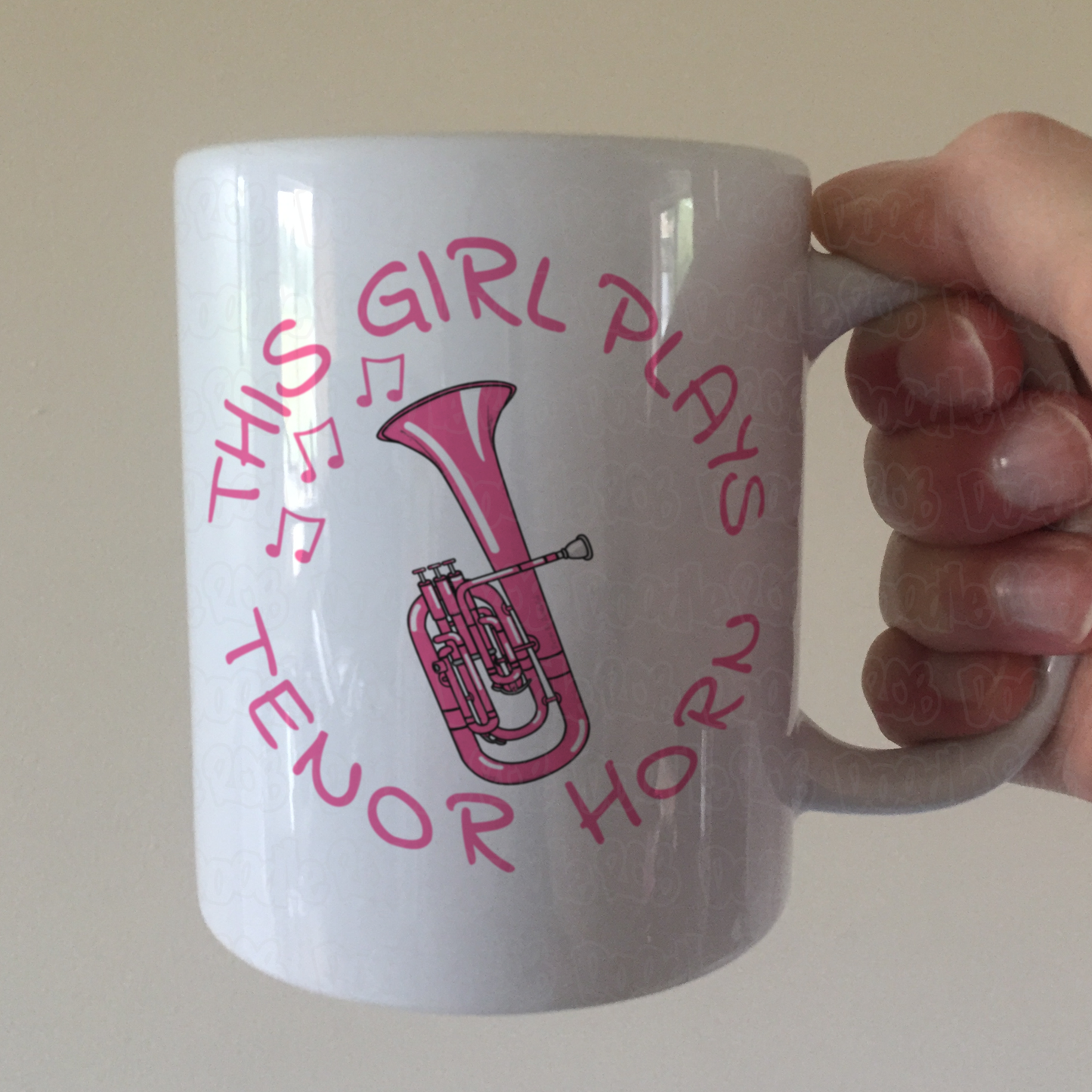 Pink Tenor Horn Mug - This Girl Plays Tenor Horn - Female Brass Musician Gift