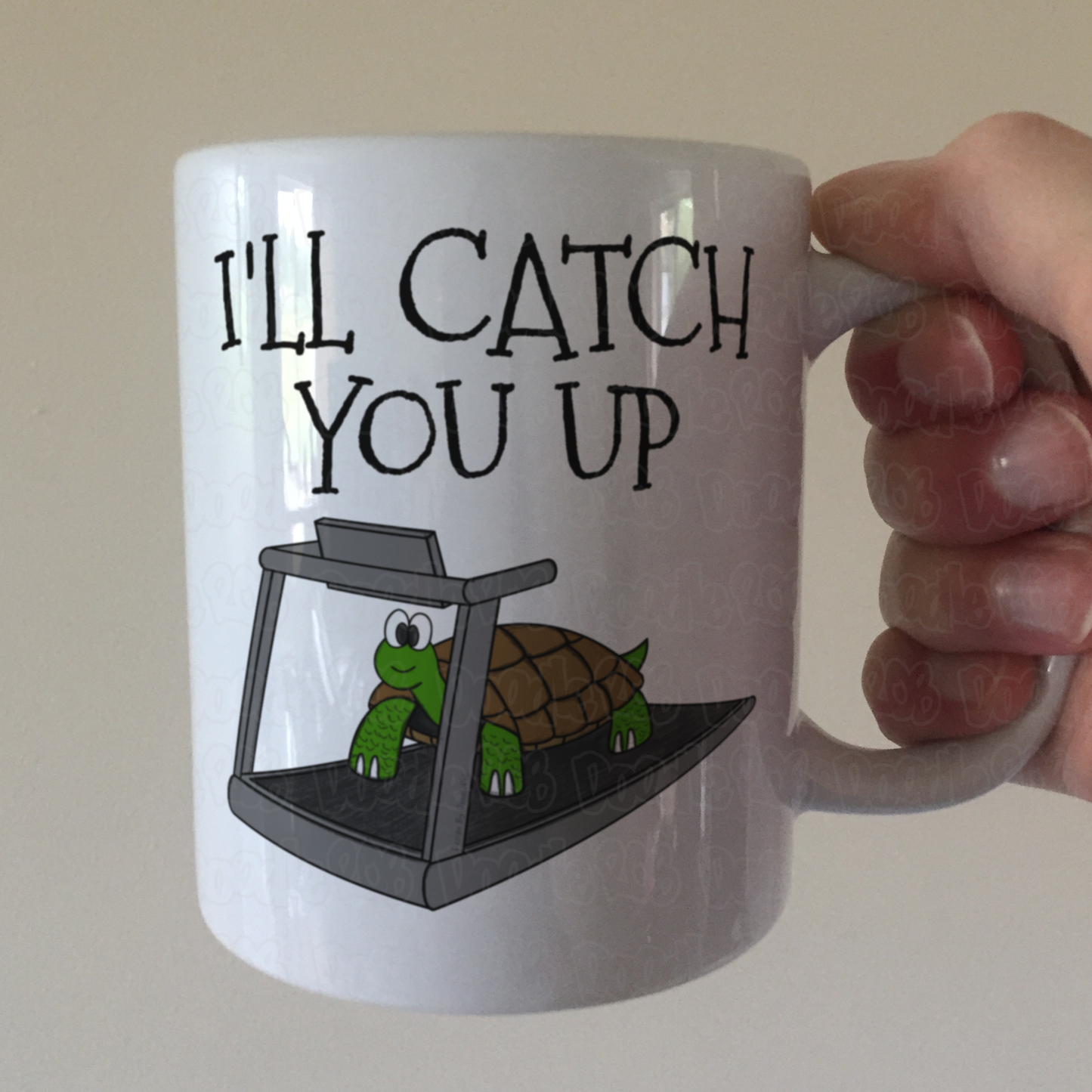 Funny Fitness Mug - Tortoise On A Treadmill - I'll Catch You Up - Gift For Gym Goer - Personal Trainer Gift