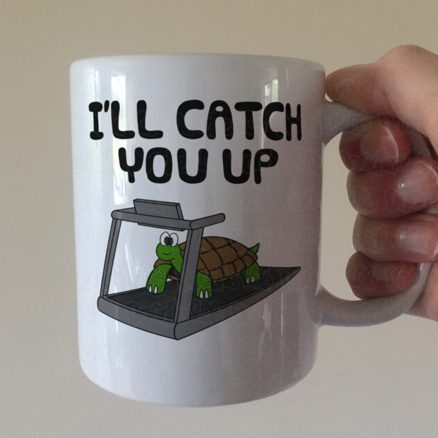Funny Fitness Mug - Tortoise On A Treadmill - I'll Catch You Up - Gift For Gym Goer - Personal Trainer Gift