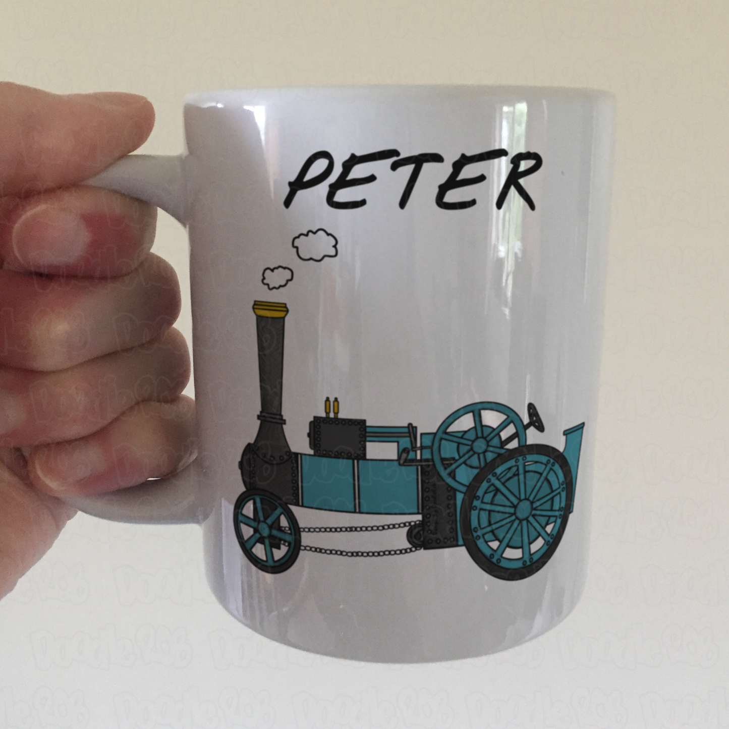 Traction Engine Personalised Mug (Blue) - Custom Mug For Steam Enthusiast - Gift For Engineer