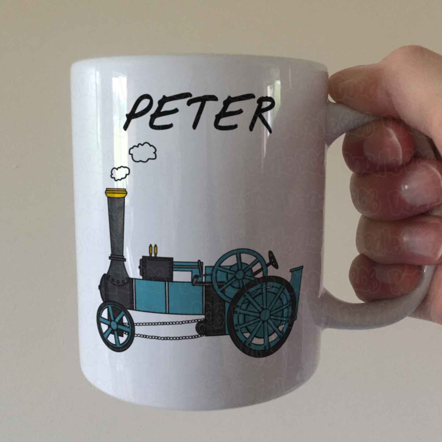 Traction Engine Personalised Mug (Blue) - Custom Mug For Steam Enthusiast - Gift For Engineer