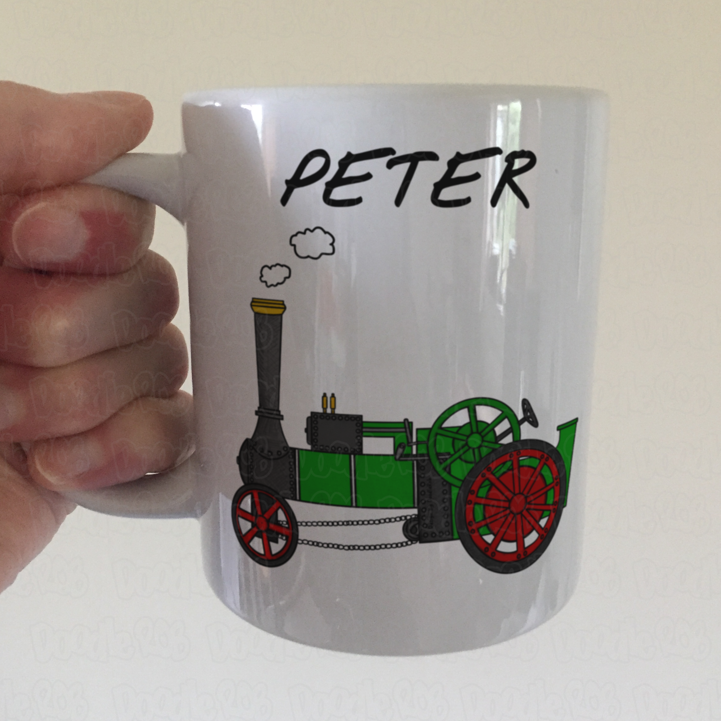 Traction Engine Personalised Mug (Green) - Custom Mug For Steam Enthusiast