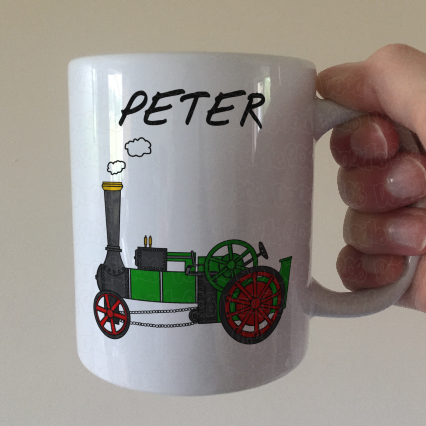 Traction Engine Personalised Mug (Green) - Custom Mug For Steam Enthusiast