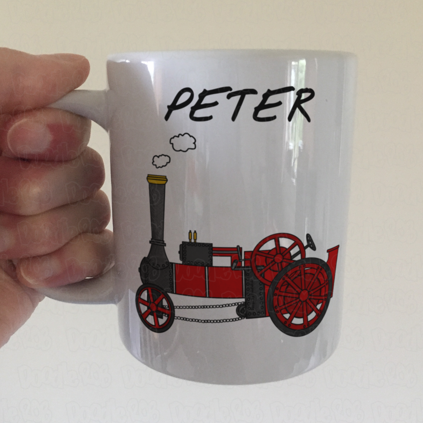 Traction Engine Personalised Mug (Red) - Custom Mug For Steam Enthusiast - Gift For Engineer