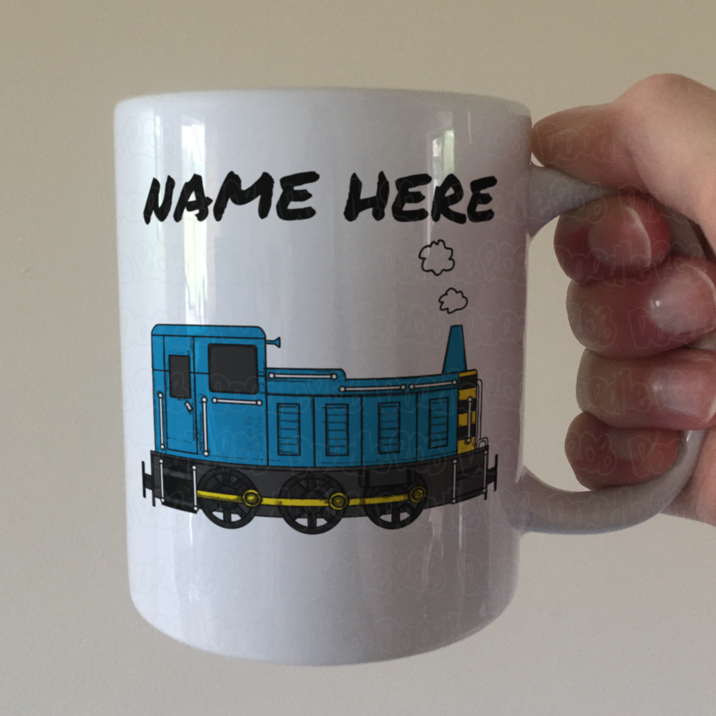Diesel Train Personalised Mug (Blue) - Custom Train Mug - Rail Enthusiast Gift