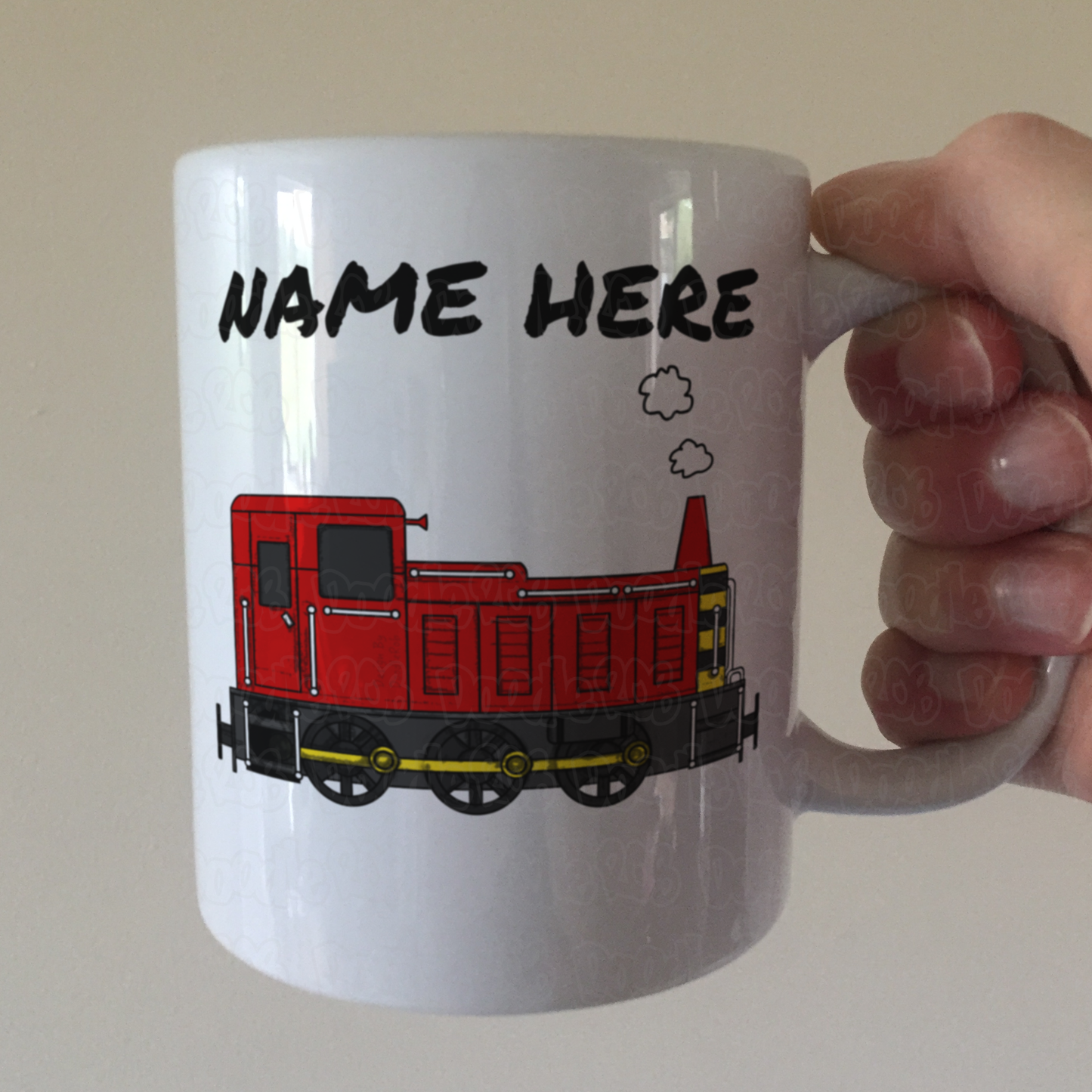 Diesel Train Personalised Mug (Red) - Custom Train Mug - Rail Enthusiast Gift