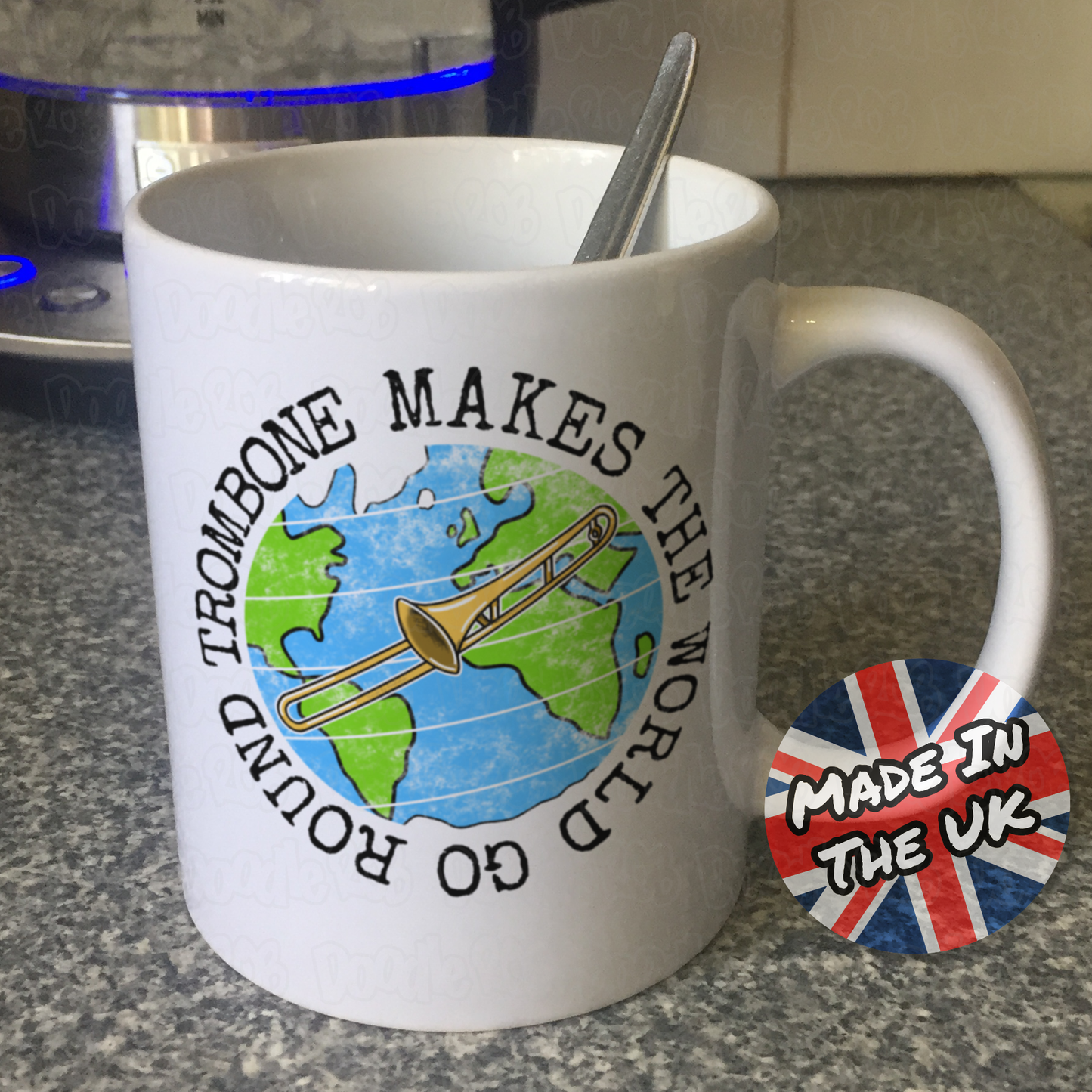Trombone Mug - Trombone Makes The World Go Round - Gift For Trombonist - Trombone Teacher Mug