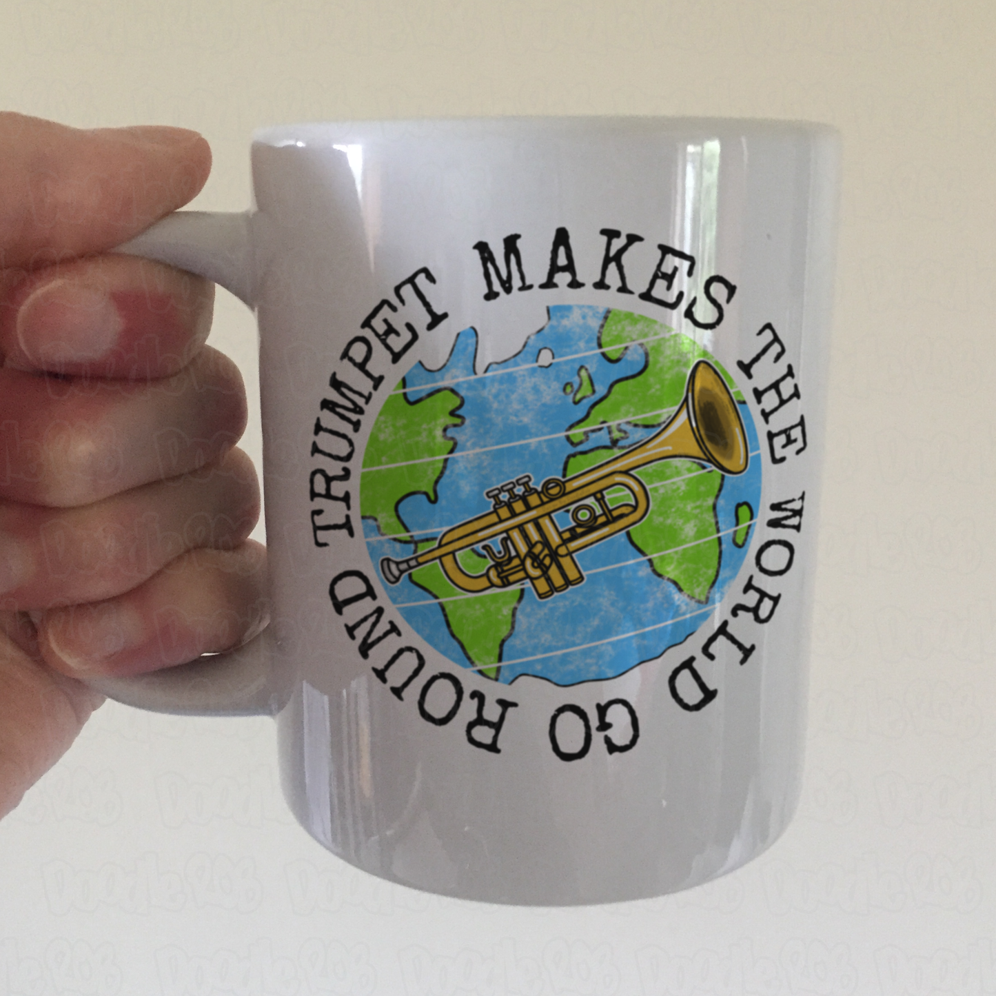 Trumpet Mug - Trumpet Makes The World Go Round - Gift For Trumpeter - Brass Musician Gift