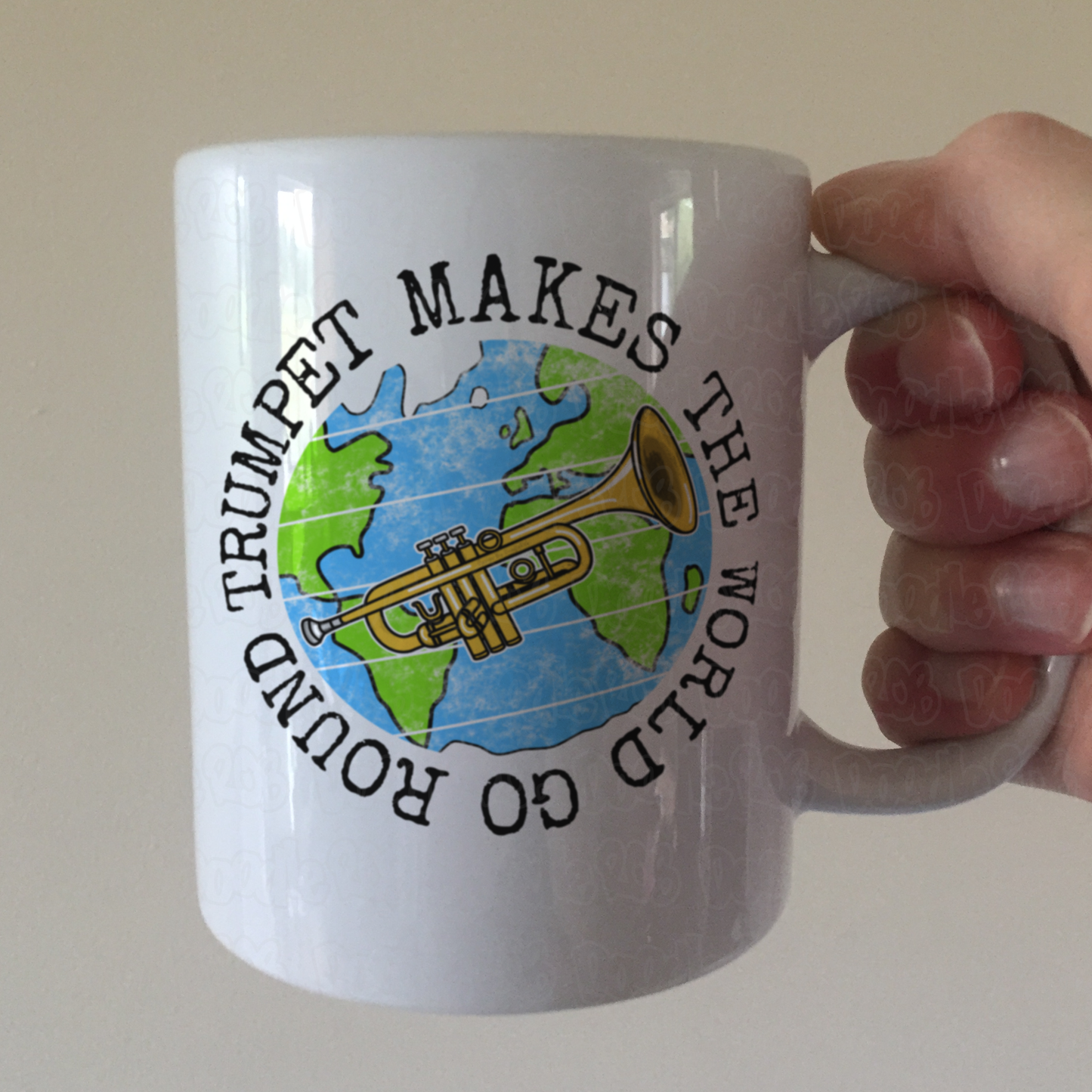 Trumpet Mug - Trumpet Makes The World Go Round - Gift For Trumpeter - Brass Musician Gift