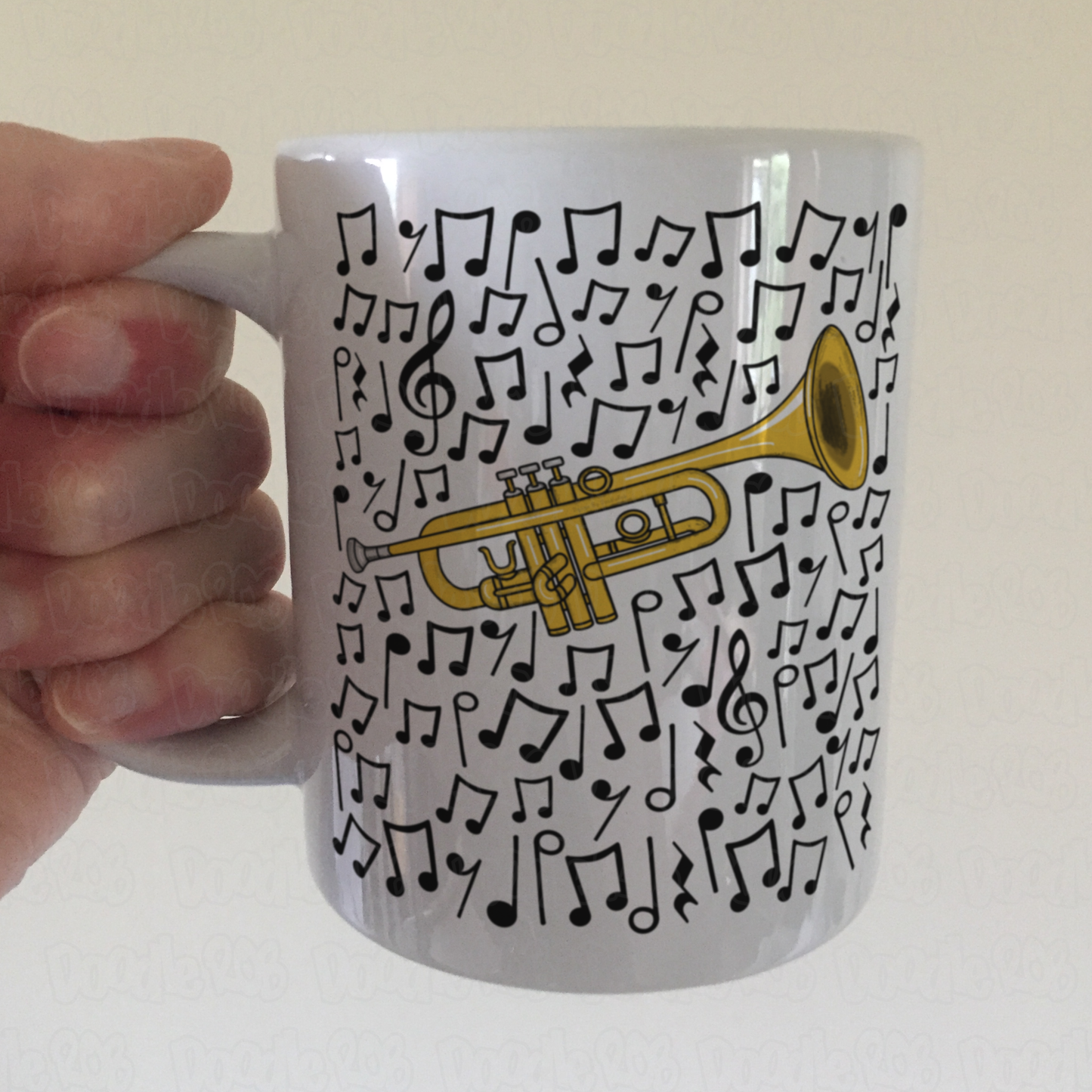 Trumpet Musical Notes Mug - Gift For Trumpeter - Brass Musician Orchestra Gift