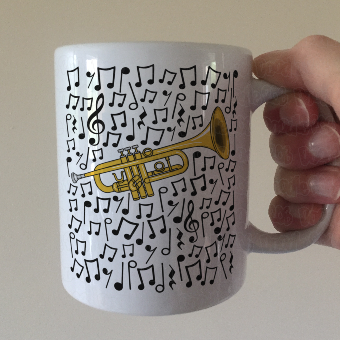 Trumpet Musical Notes Mug - Gift For Trumpeter - Brass Musician Orchestra Gift