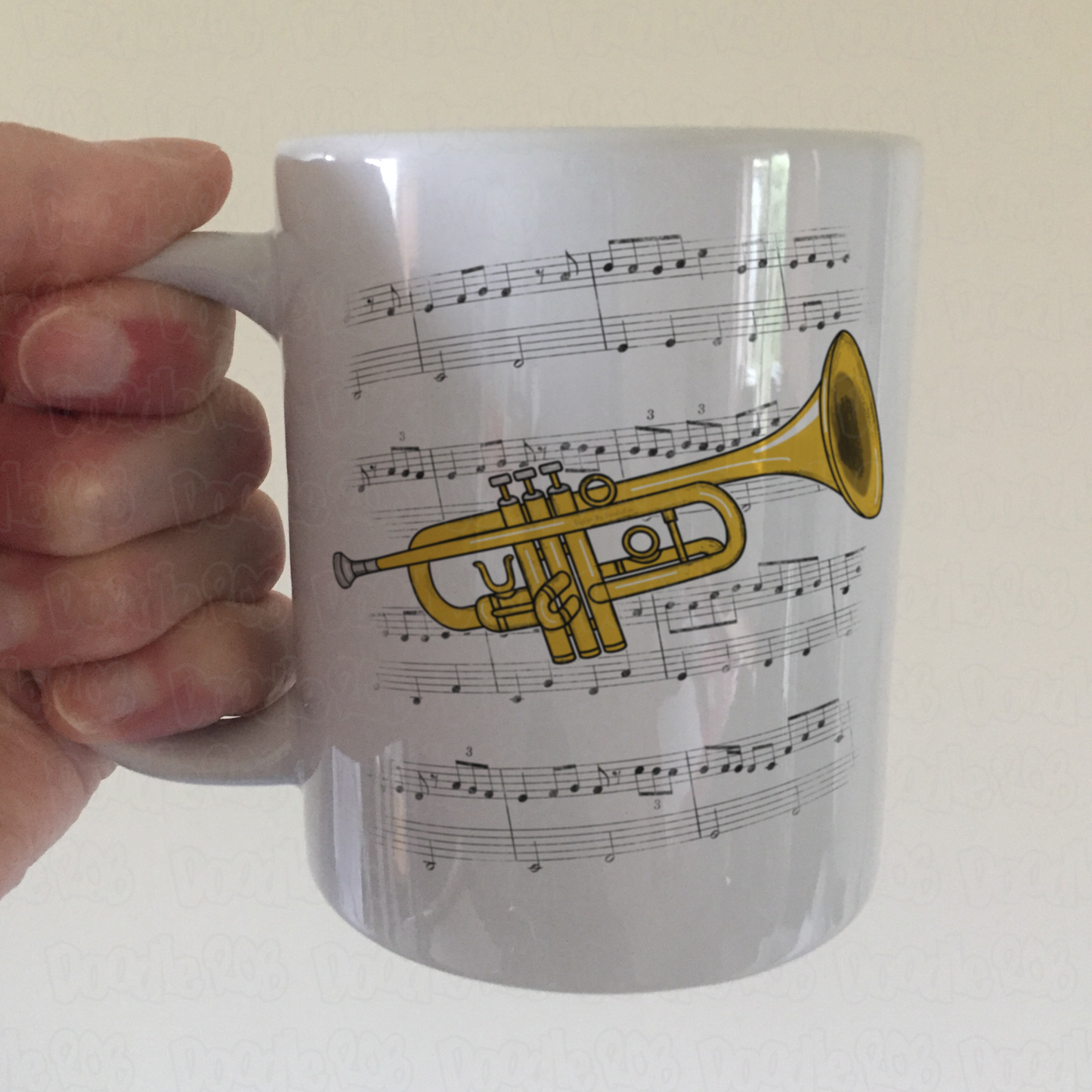 Trumpet Music Notation Mug (Colour) - Gift For Trumpeter - Brass Musician Gift