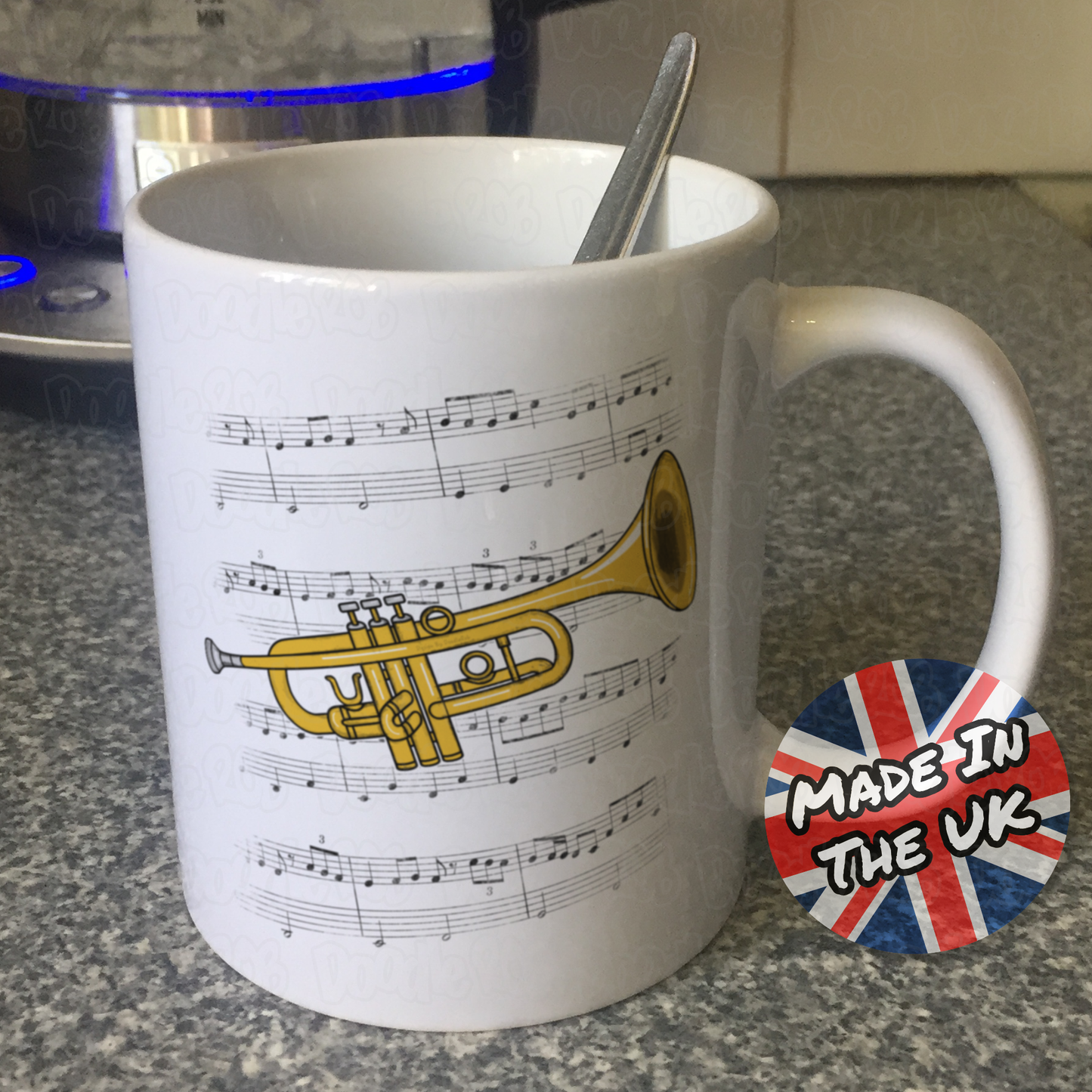 Trumpet Music Notation Mug (Colour) - Gift For Trumpeter - Brass Musician Gift