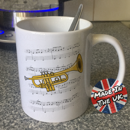 Trumpet Music Notation Mug (Colour) - Gift For Trumpeter - Brass Musician Gift