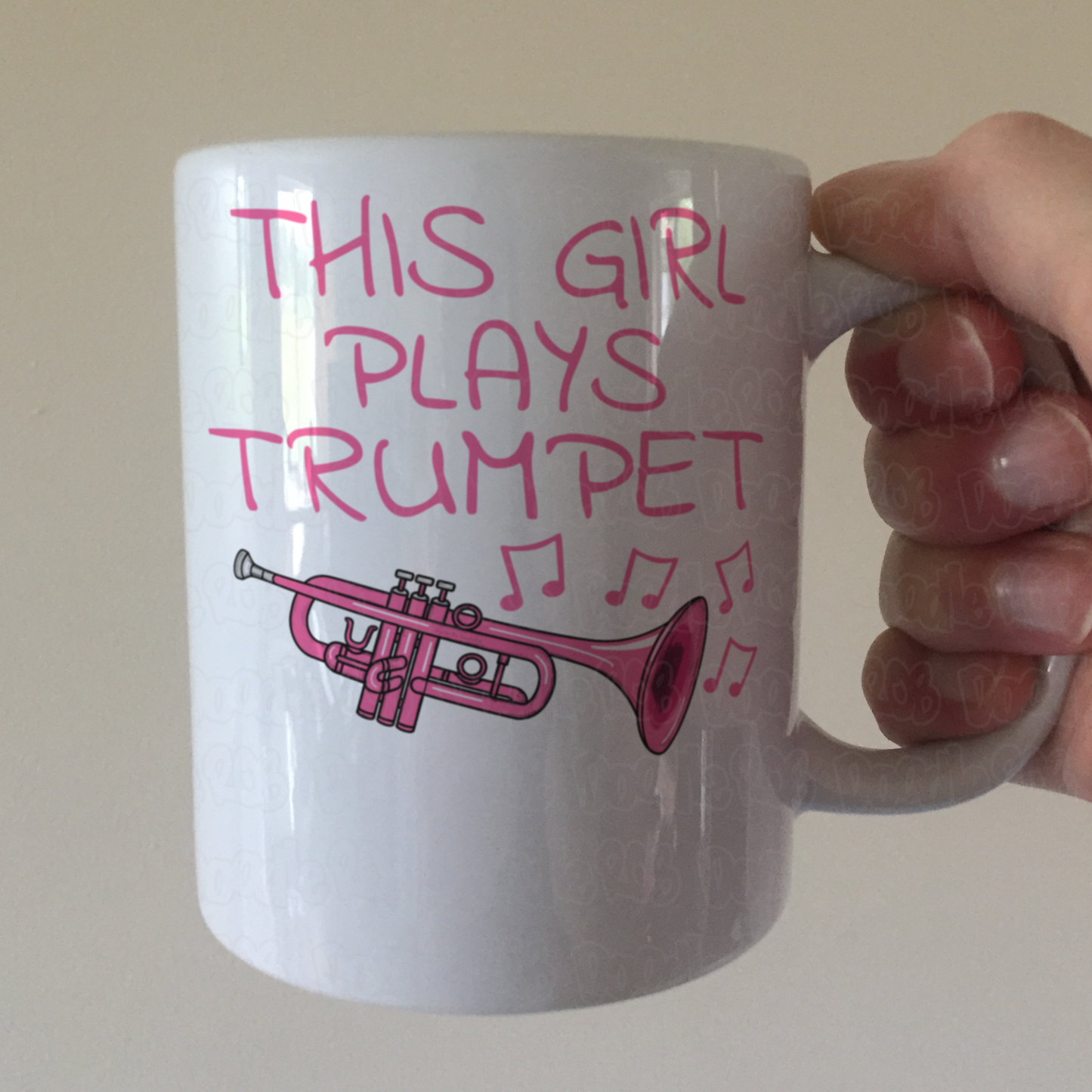 Pink Trumpet Mug - This Girl Plays Trumpet - Female Trumpeter - Brass Musician Gift For Her