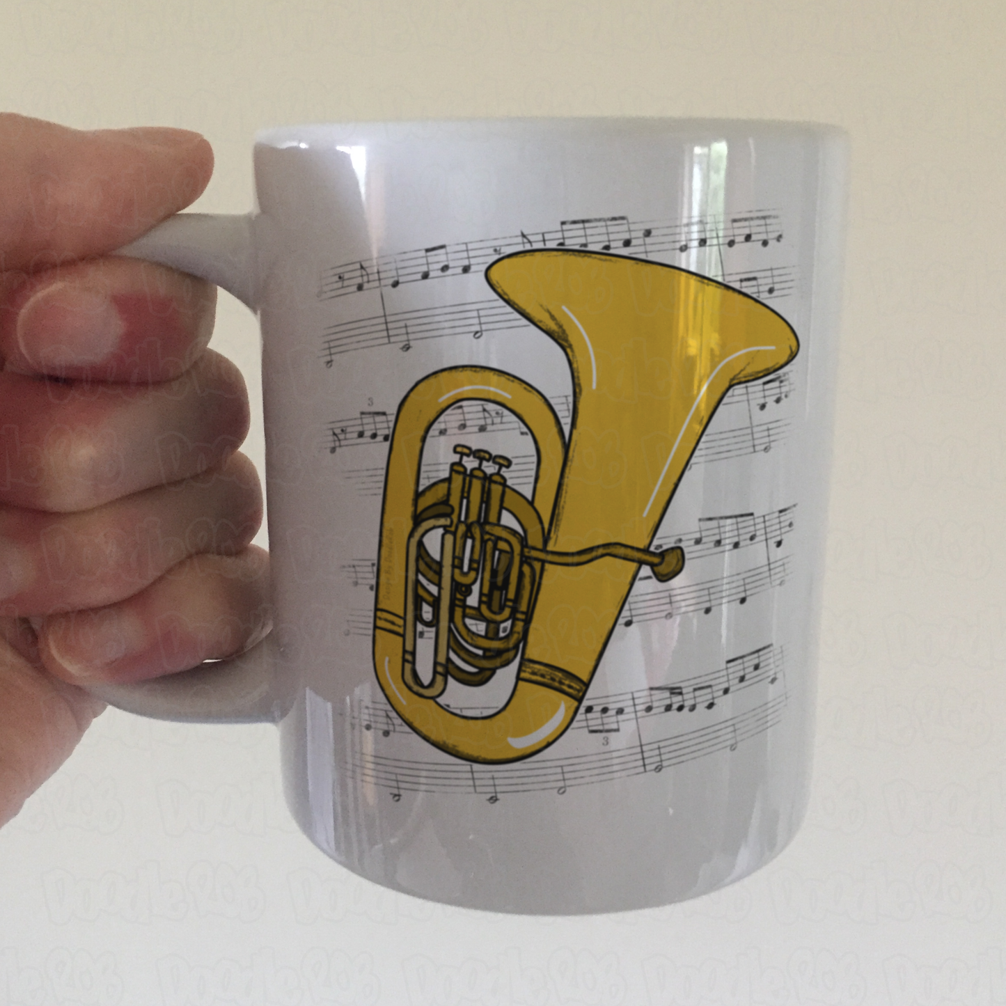 Tuba Music Notation Mug (Colour) - Gift For Tubaist - Tuba Teacher Mug - Brass Musician Gift