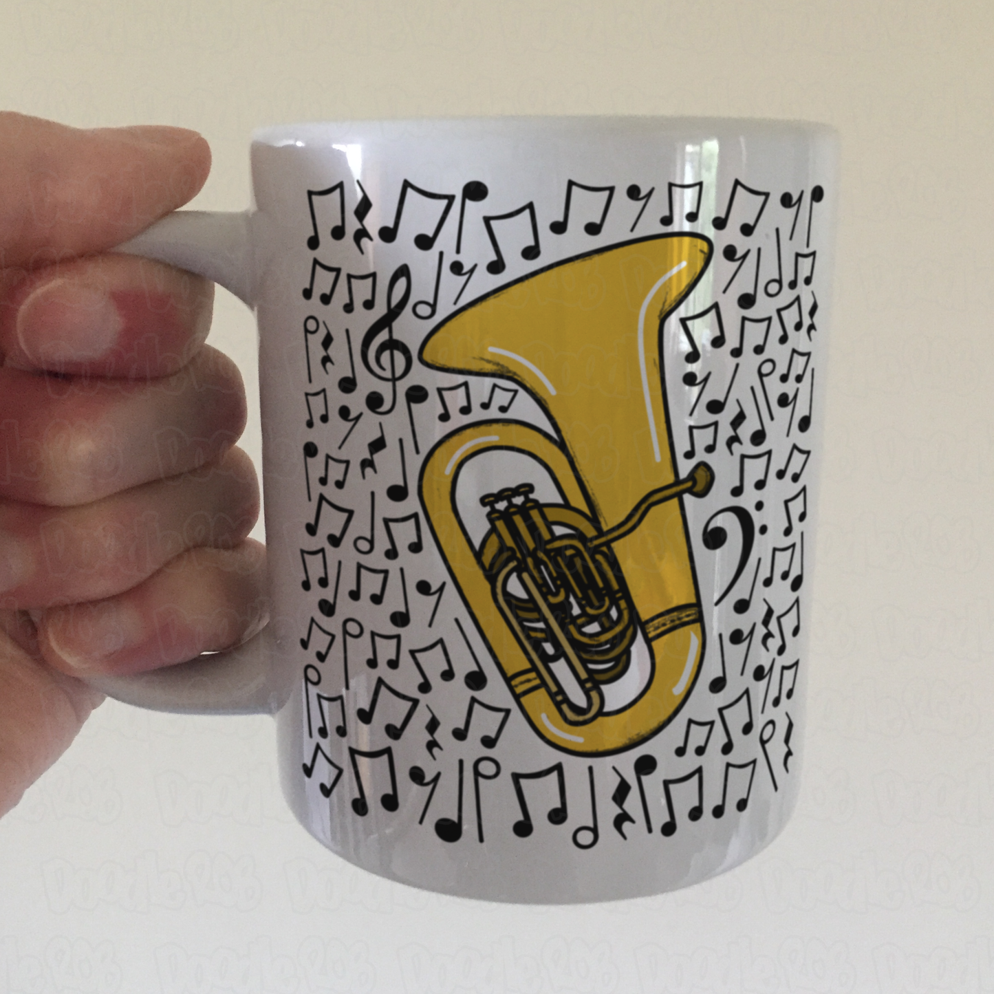 Tuba Musical Notes Mug - Gift For Tubaist - Tuba Teacher Mug - Brass Musician Orchestra Gift