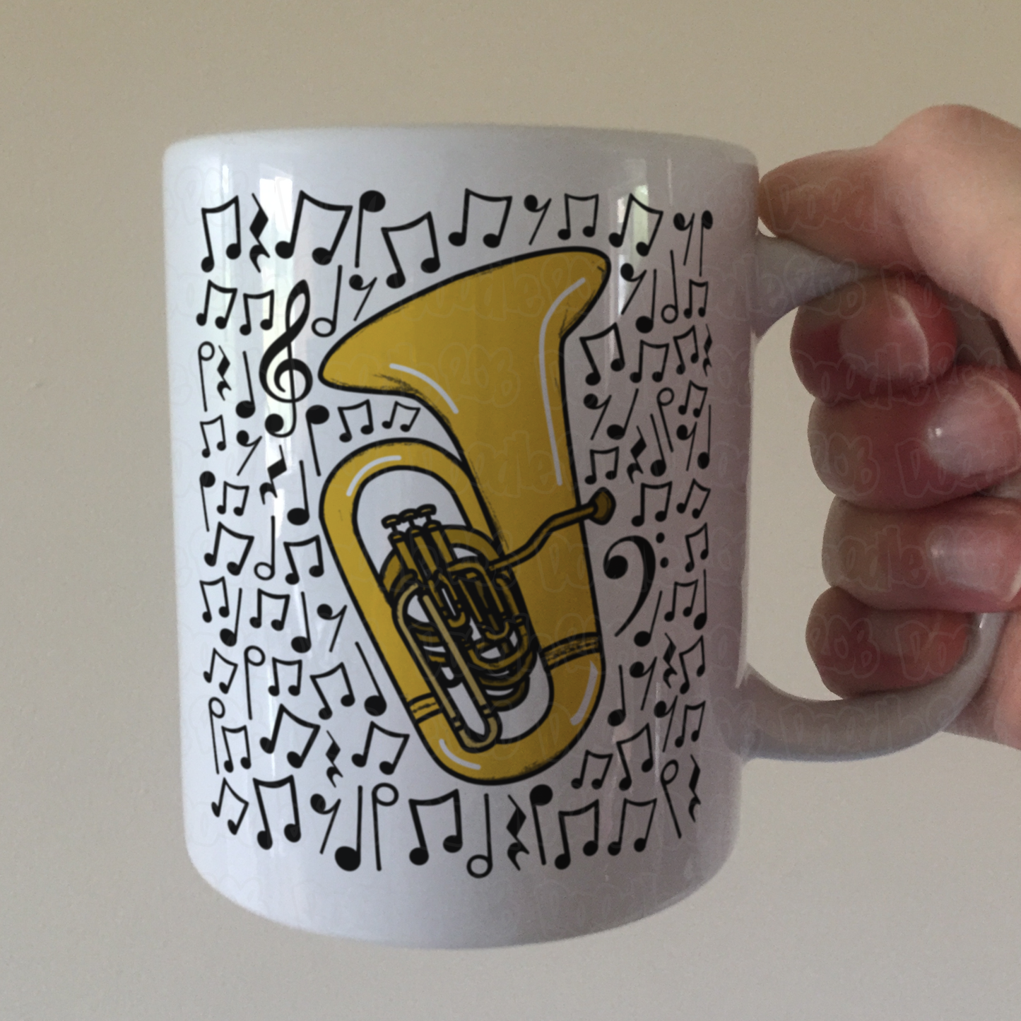 Tuba Musical Notes Mug - Gift For Tubaist - Tuba Teacher Mug - Brass Musician Orchestra Gift
