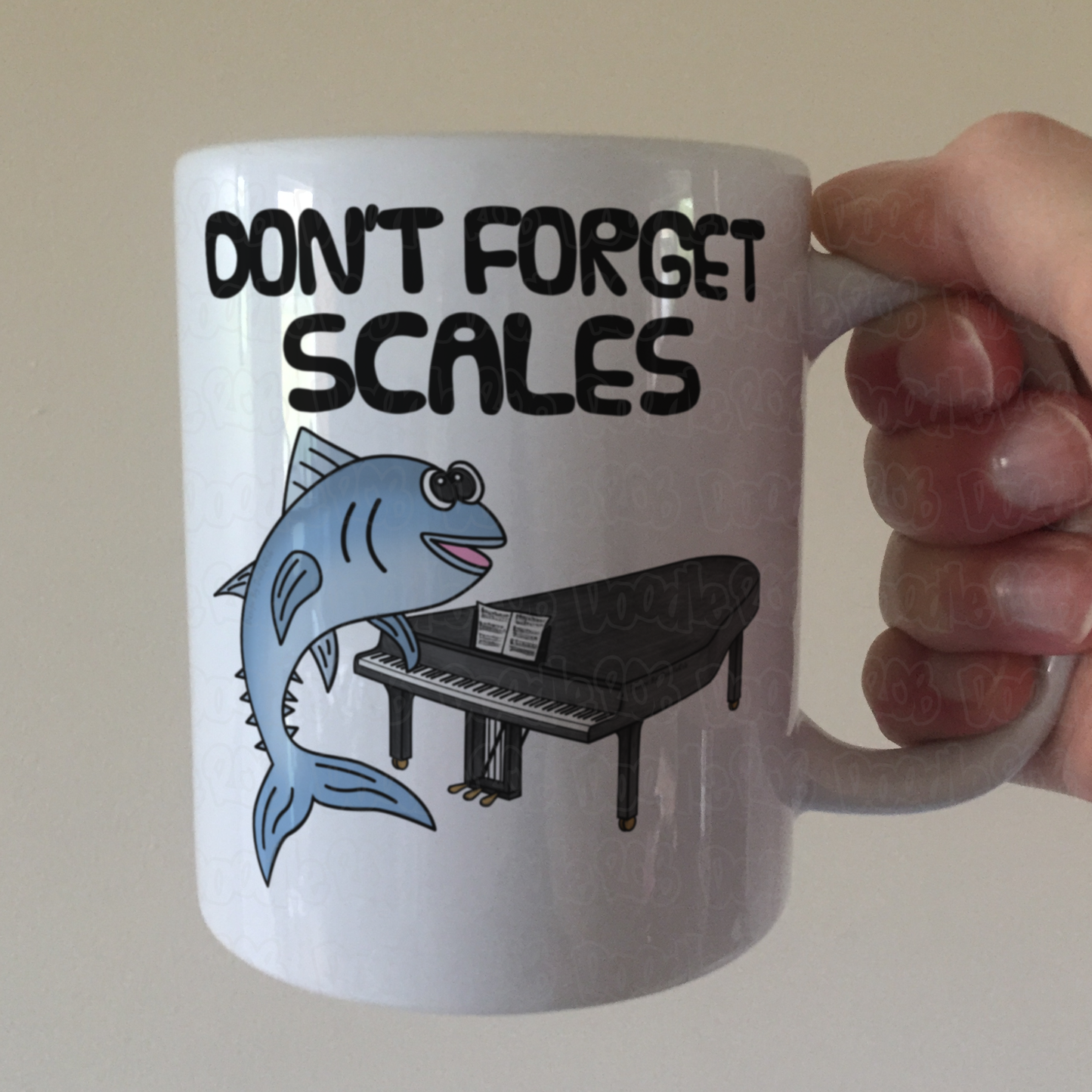 Funny Piano Mug (Tuna Fish) - Don't Forget Scales - Funny Pianist Gift - Piano Student Mug