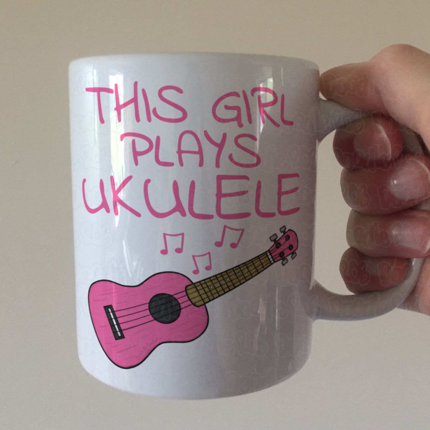 Pink Ukulele Mug - This Girl Plays Ukulele - Female Uke Player - Musician Gift For Her