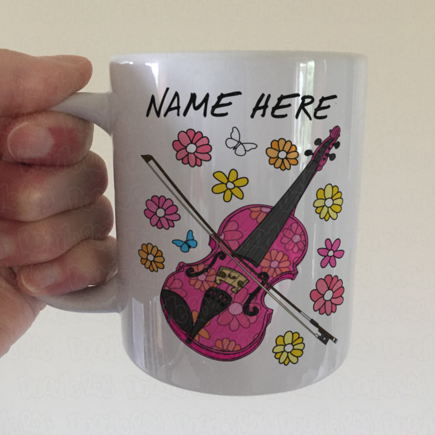 Floral Violin Personalised Mug - Violinist Custom Mug - String Musician Gift For Her