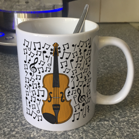 Violin Musical Notes Mug - Violinist Mug - String Musician Orchestra Gift