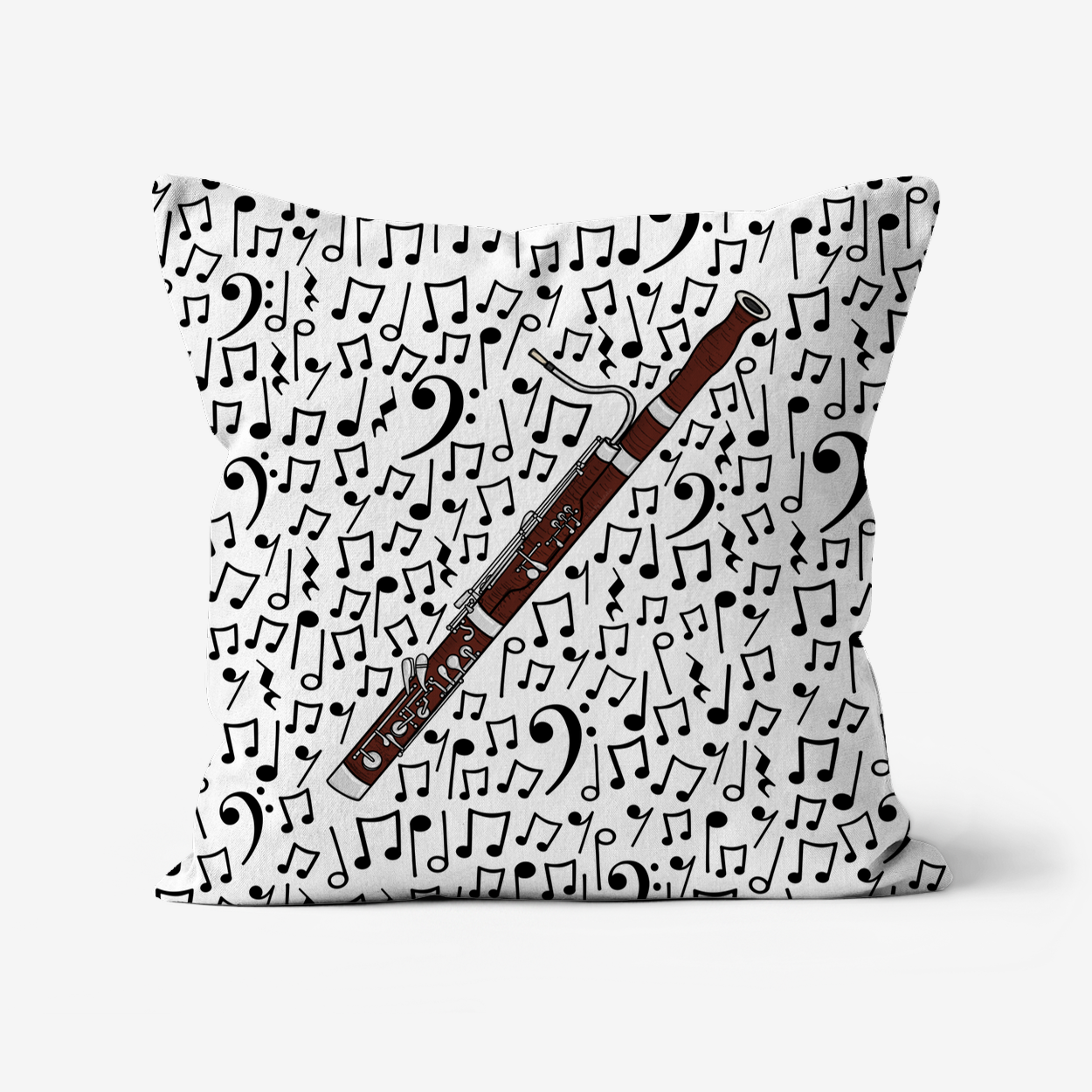 Bassoon Cushion (Musical Notes) - Bassoonist Gift - Musician Home Decor