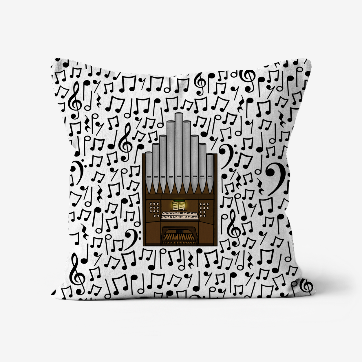Church Organ Musical Notes Cushion - Church Organist Gift - Musician Home Decor