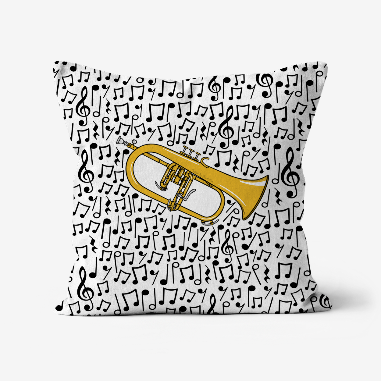 Flugelhorn Musical Notes Cushion - Horn Player Gift - Musician Home Decor
