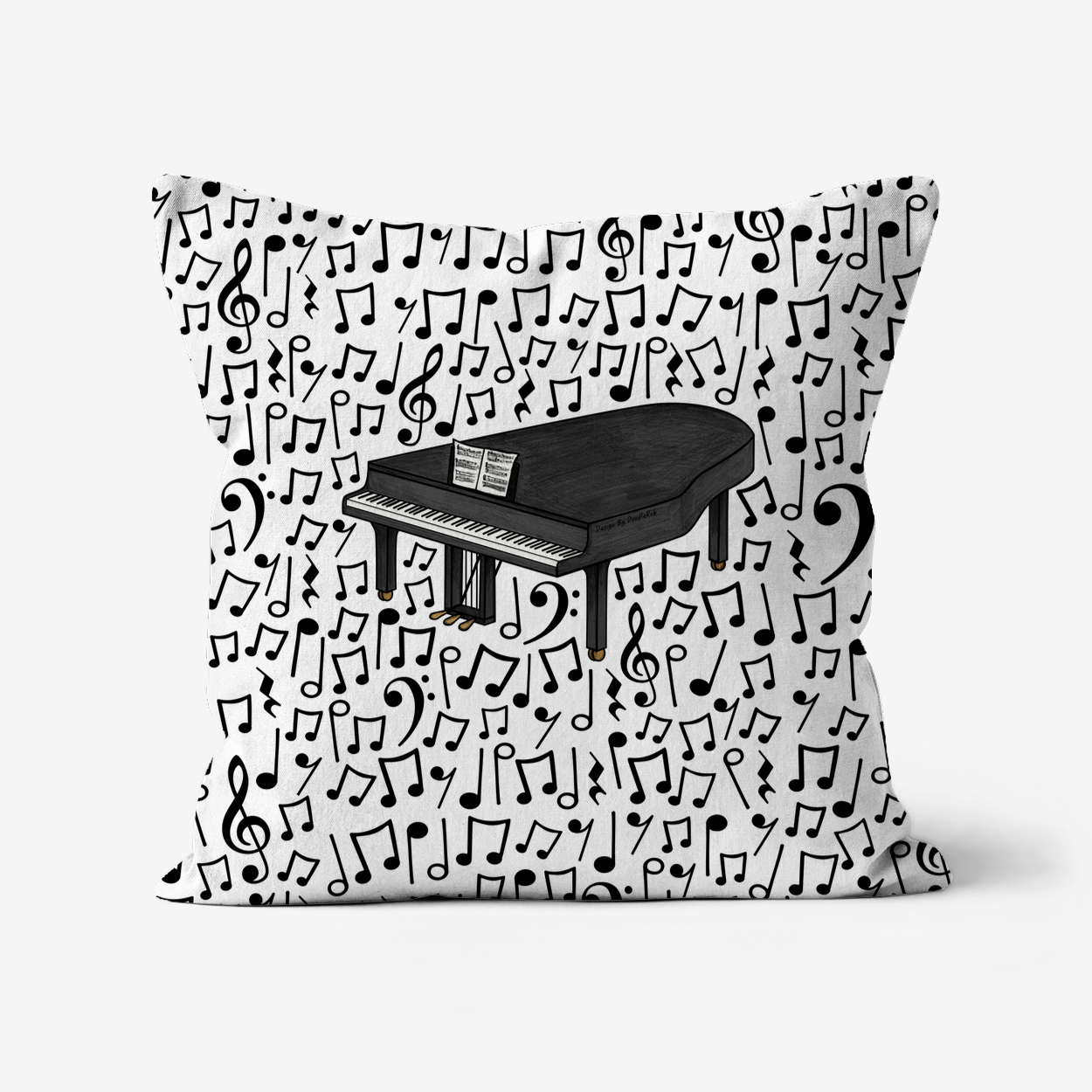 Grand Piano Cushion (Musical Notes) - Pianist Gift - Musician Home Decor