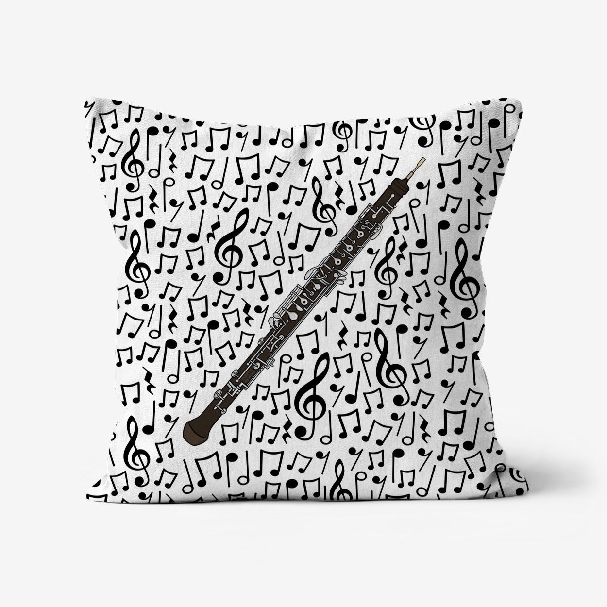 Oboe Cushion (Musical Notes) - Oboist Gift - Musician Home Decor