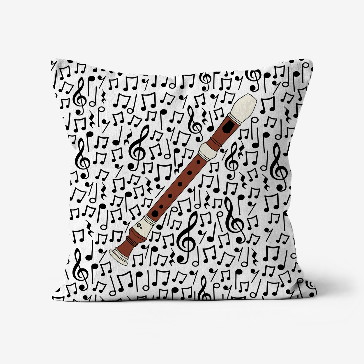 Recorder Cushion (Musical Notes) - Recorderist Gift - Musician Home Decor
