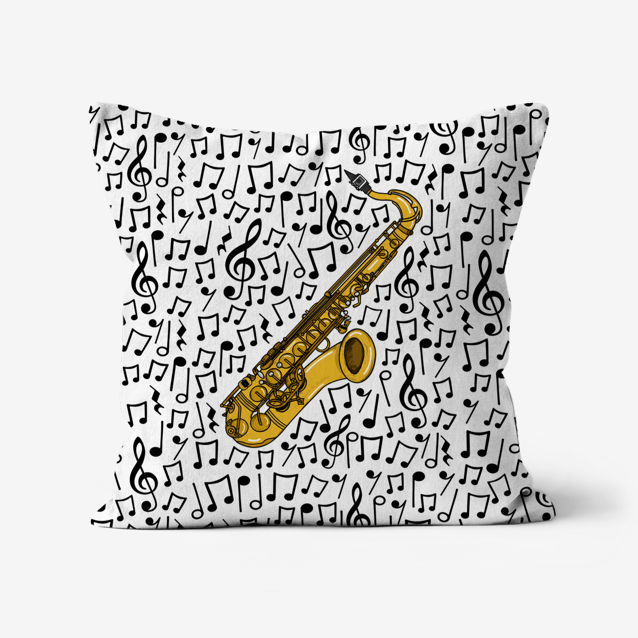 Saxophone Cushion (Musical Notes) - Saxophonist Gift - Musician Home Decor