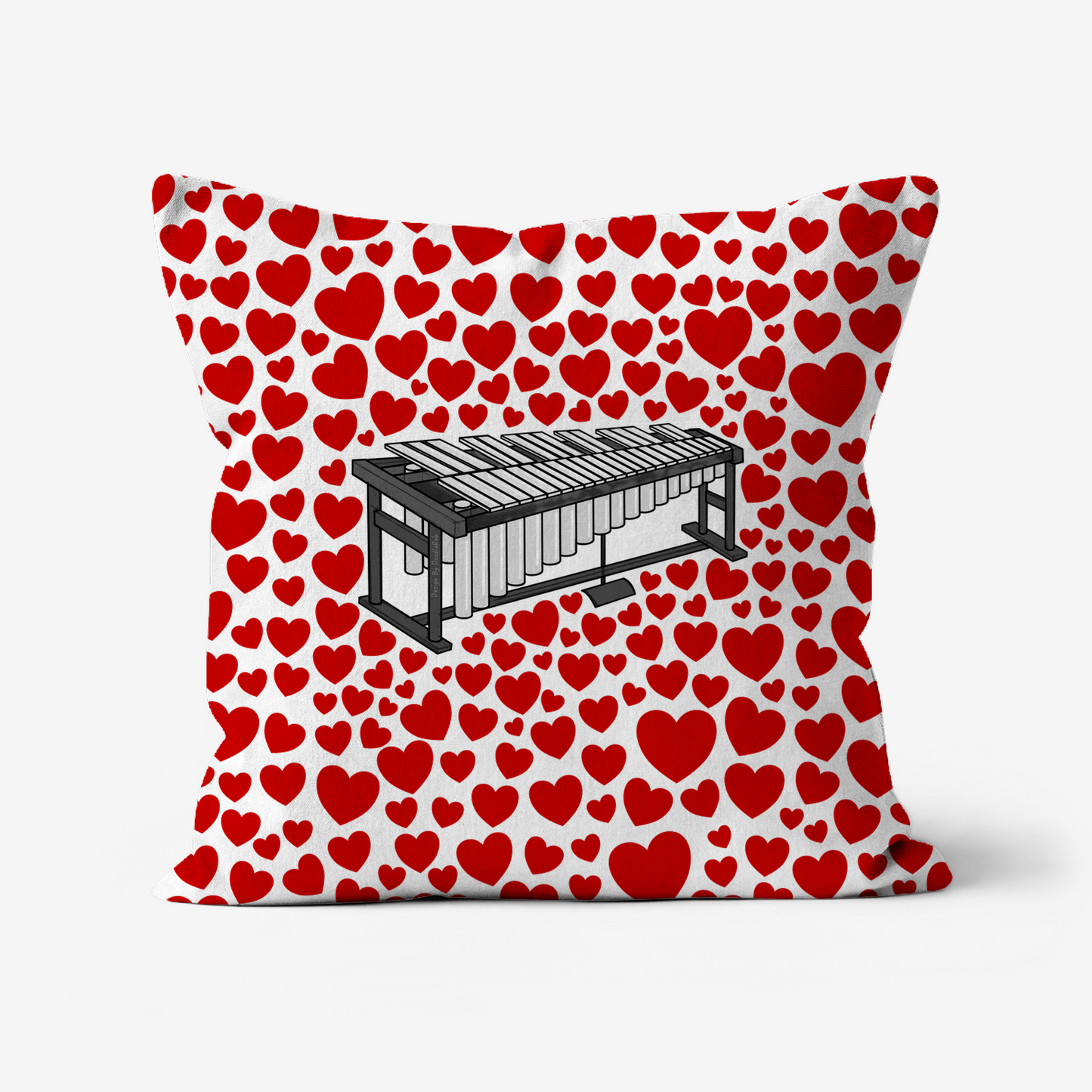 Vibraphone With Hearts Cushion - Vibraphonist Musician Valentines Anniversary Gift
