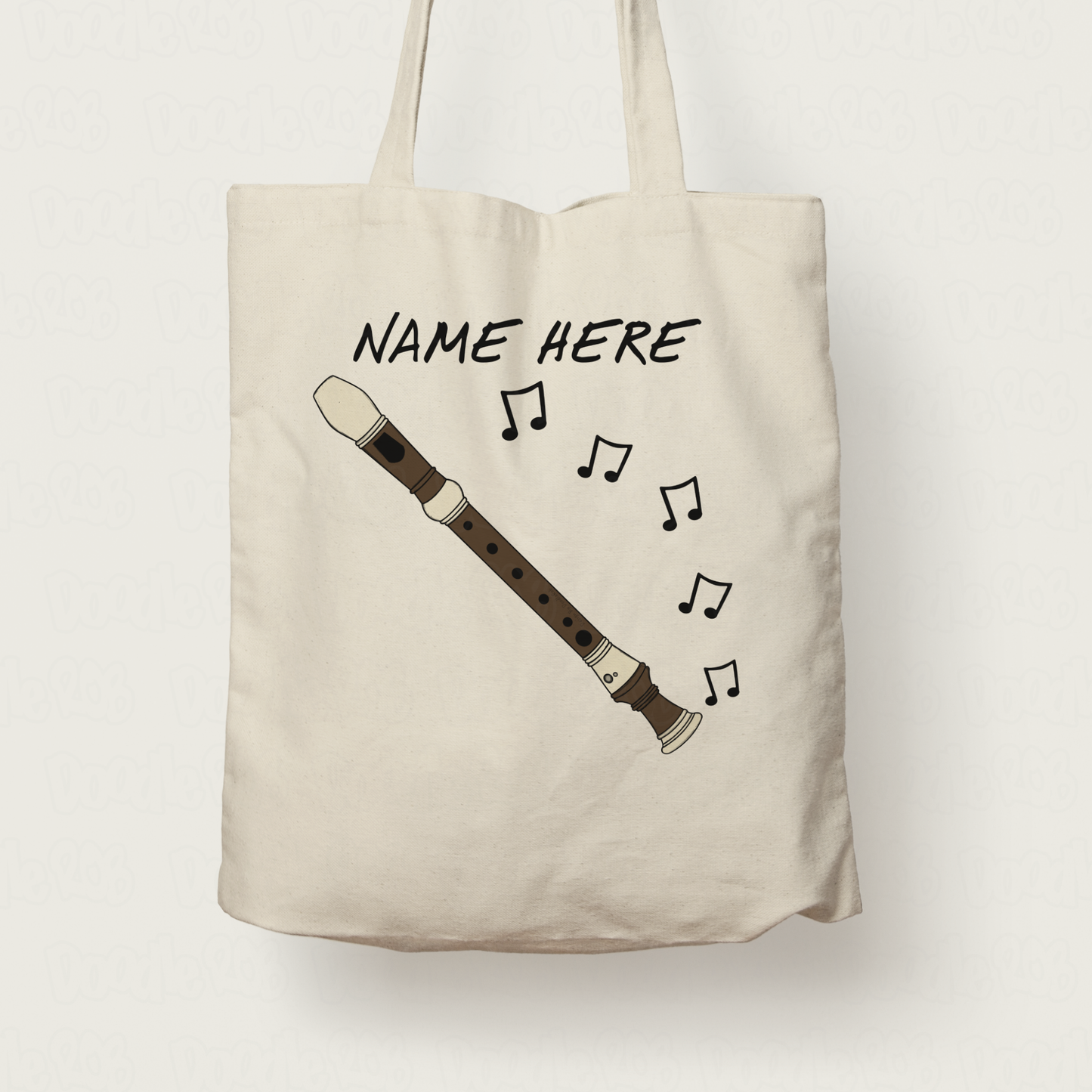 Recorder Personalised Tote Bag - Custom Gift For Recorderist - Woodwind Teacher Gift