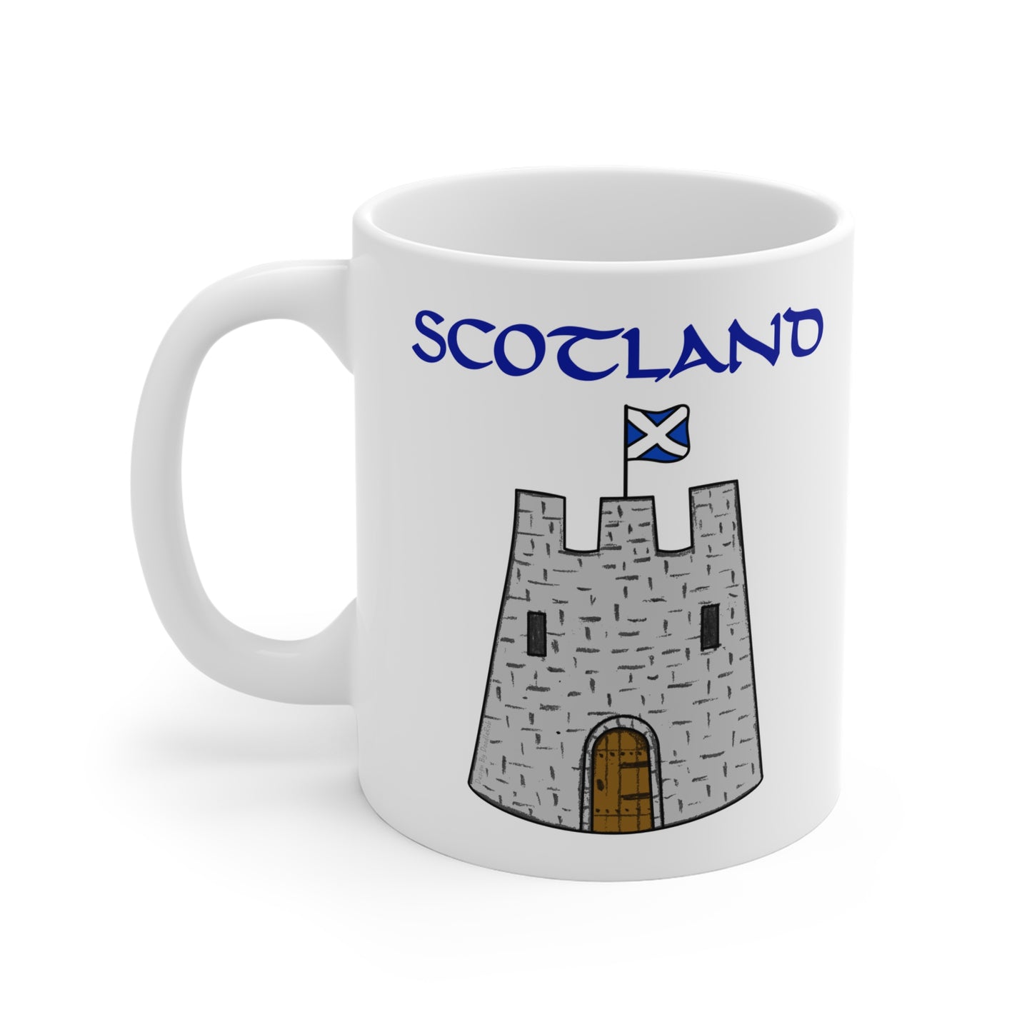 St Andrew's Day Mug - Castle With Scottish Flag - Patriotic Scotland Mug