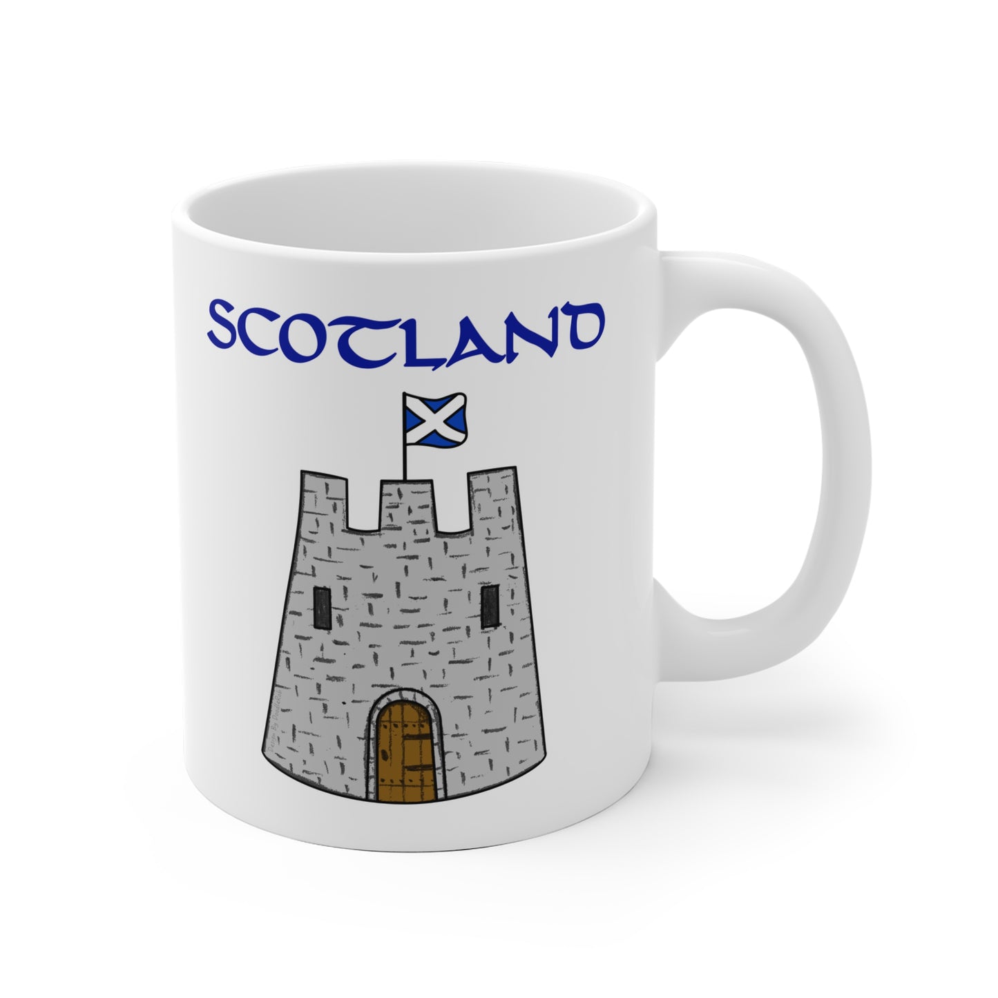 St Andrew's Day Mug - Castle With Scottish Flag - Patriotic Scotland Mug