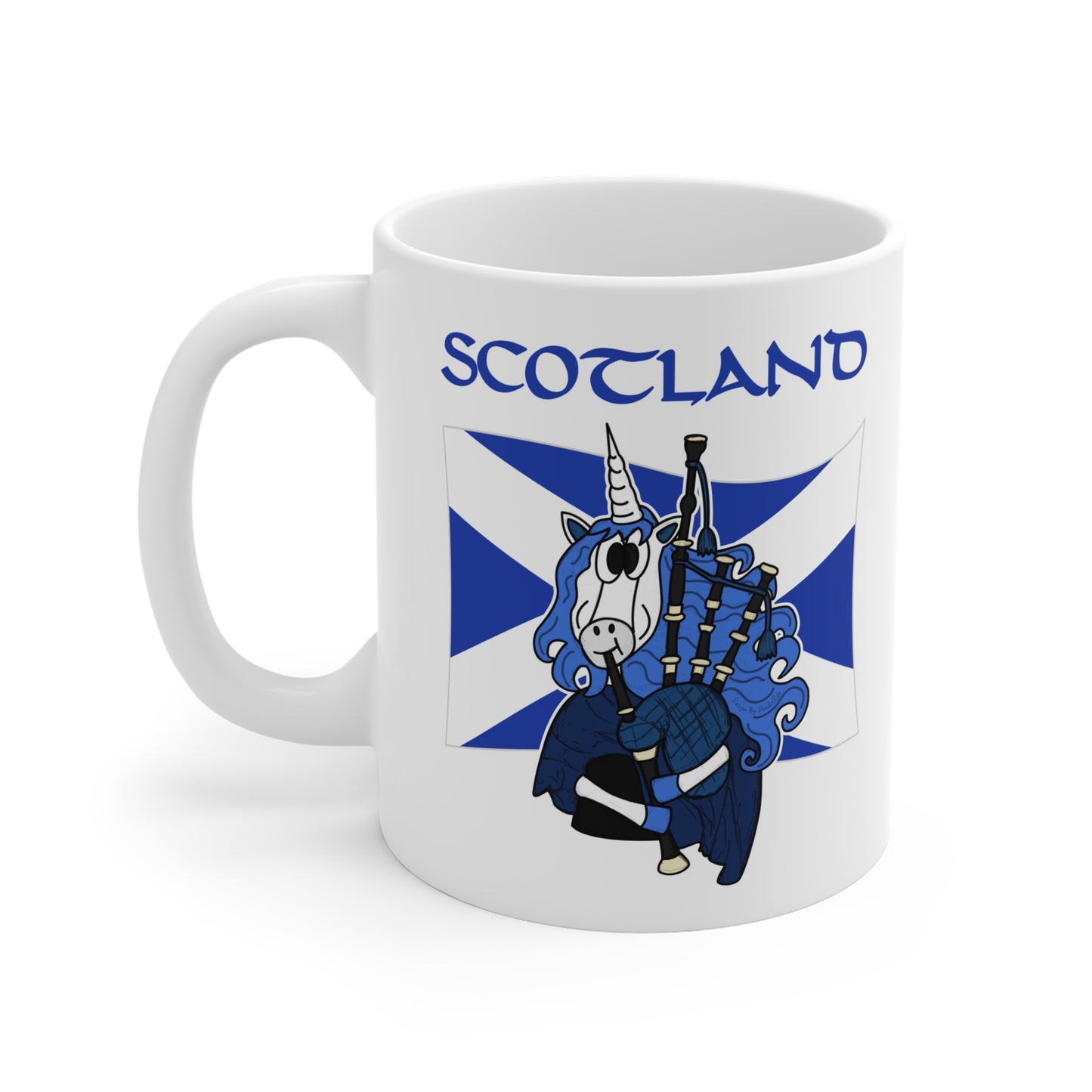 Scottish Flag Unicorn Mug - Unicorn Playing Bagpipes - Patriotic Scotland Mug - St Andrew's Day Gift