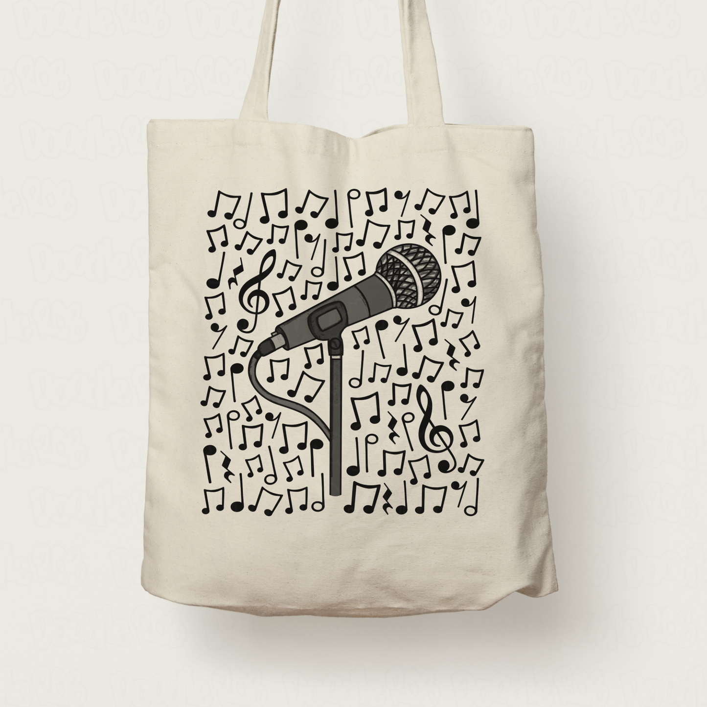 Singer Microphone Musical Notes Tote Bag - Gift For Vocalist - Singing Teacher Tote Bag